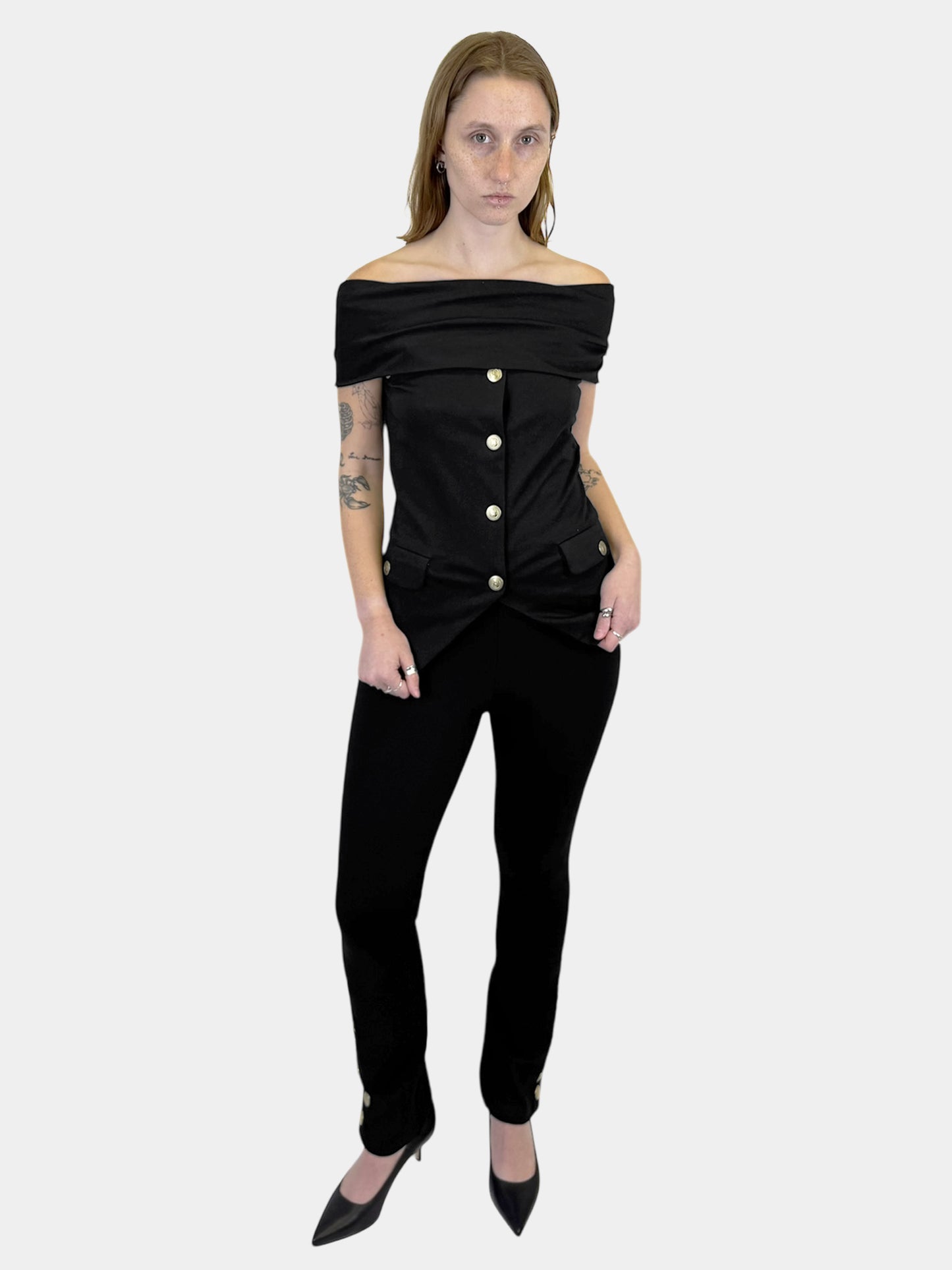 Button Embellished 2-Piece Set - Size 38