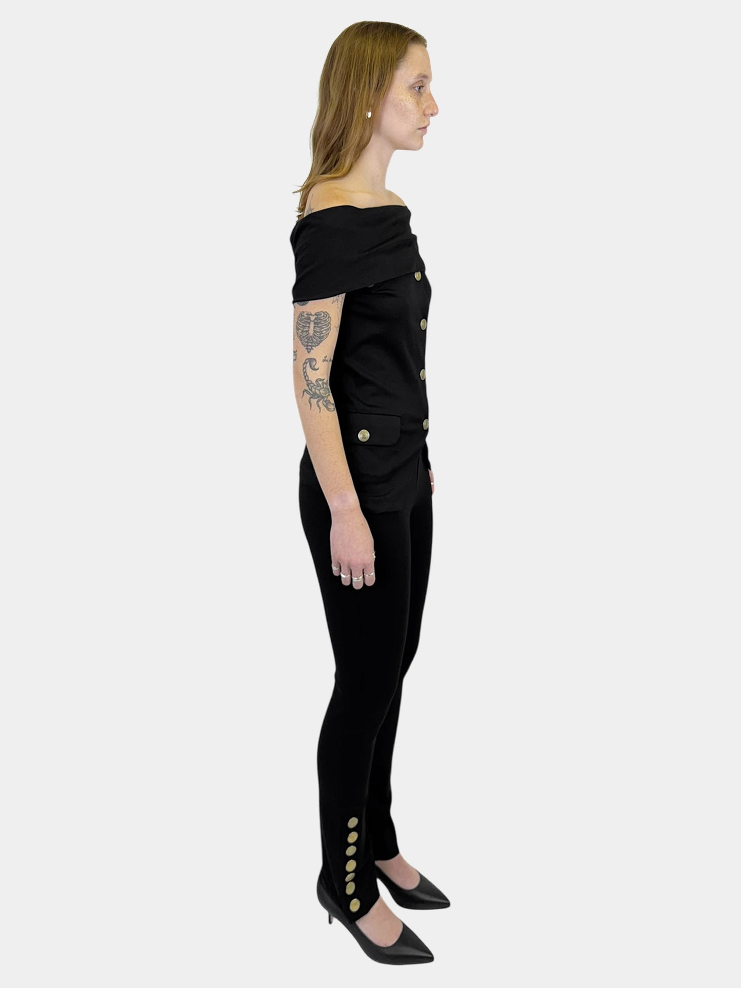 Button Embellished 2-Piece Set - Size 38