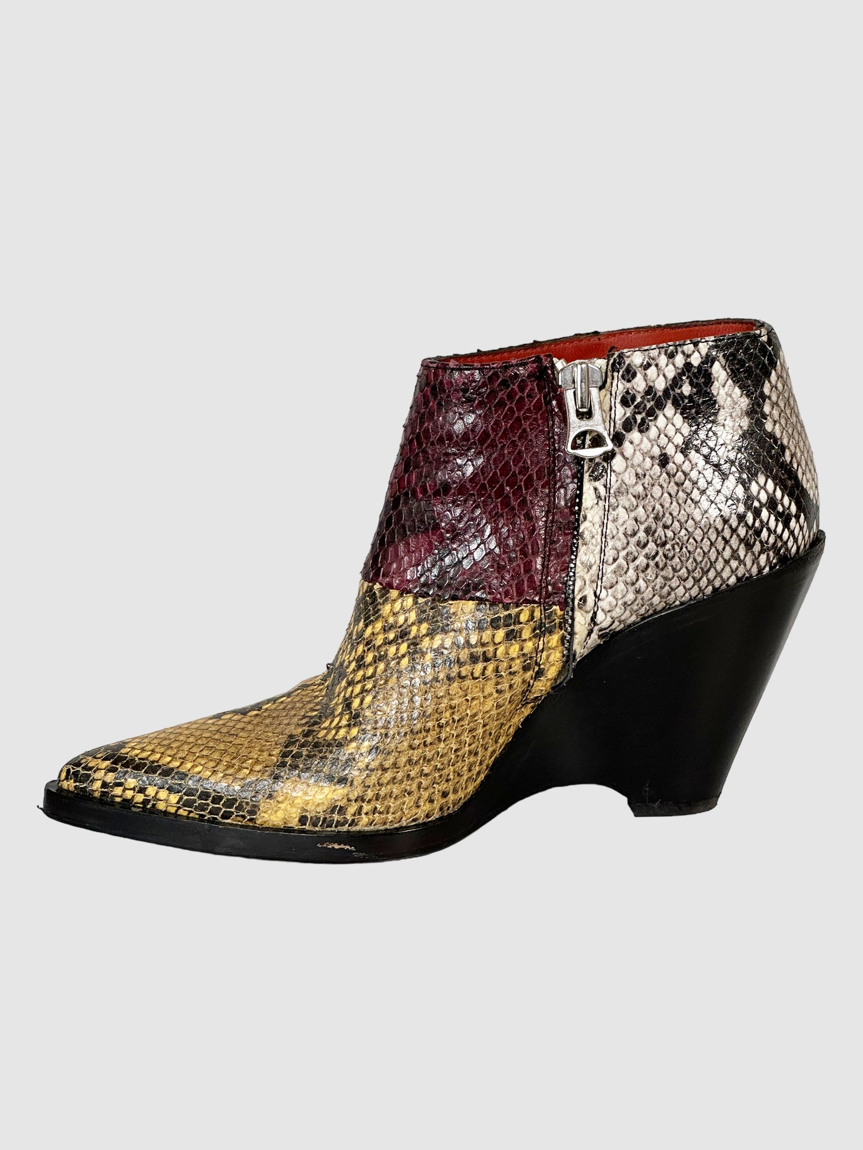 Snakeskin Animal Print Boots - Size 38