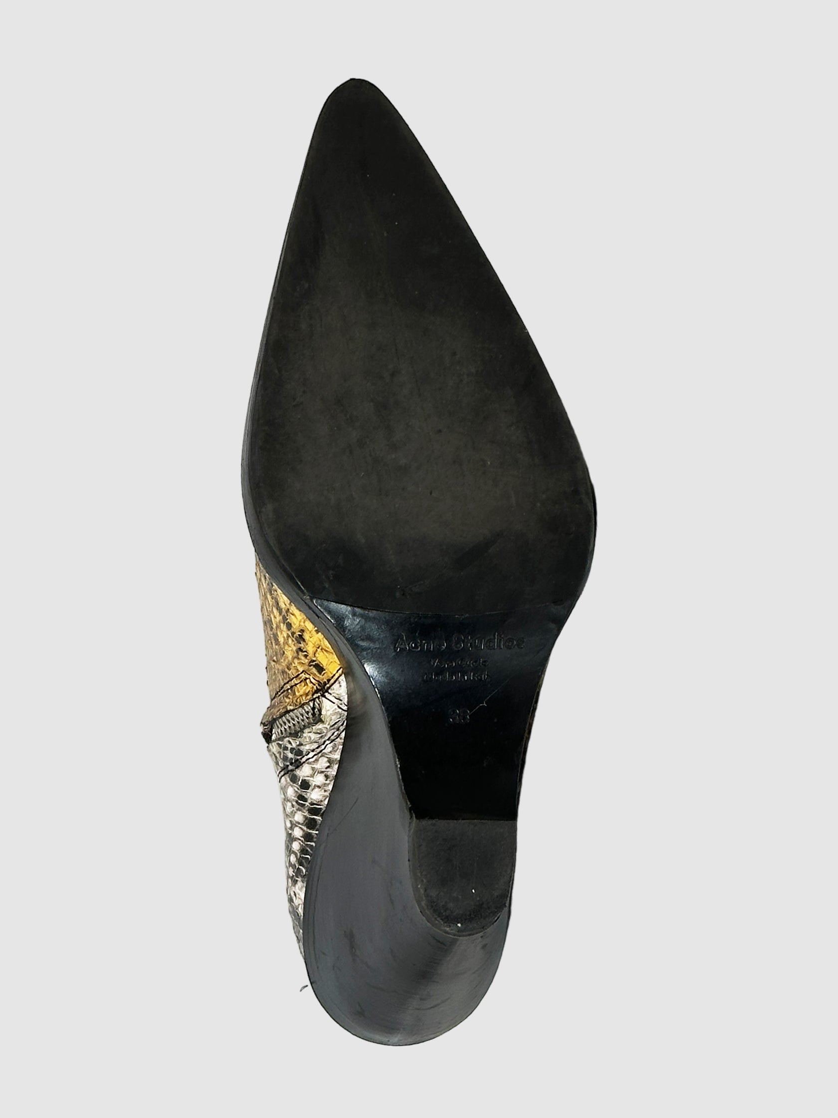 Snakeskin Animal Print Boots - Size 38