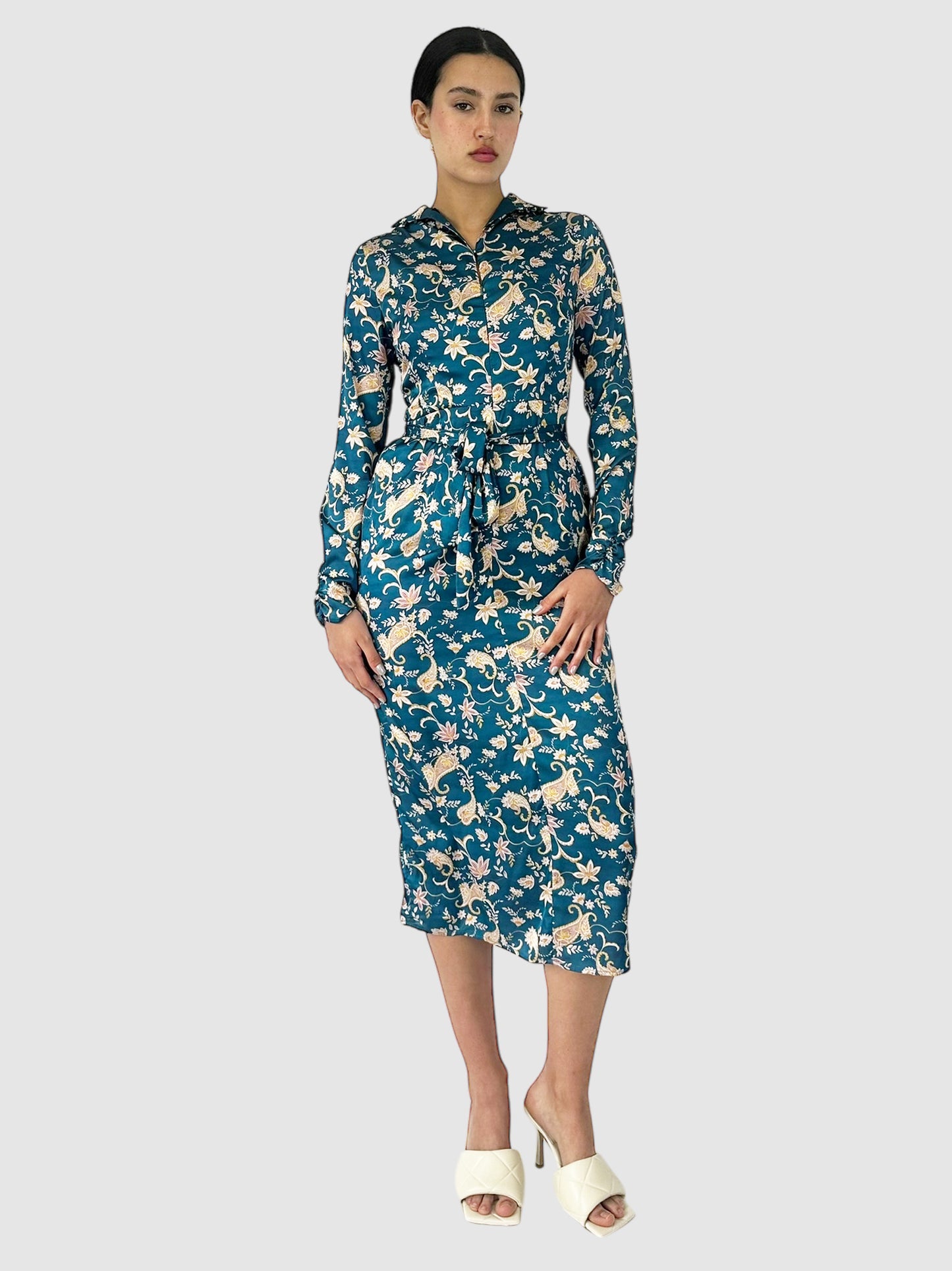 Patterned Midi Dress - Size 4