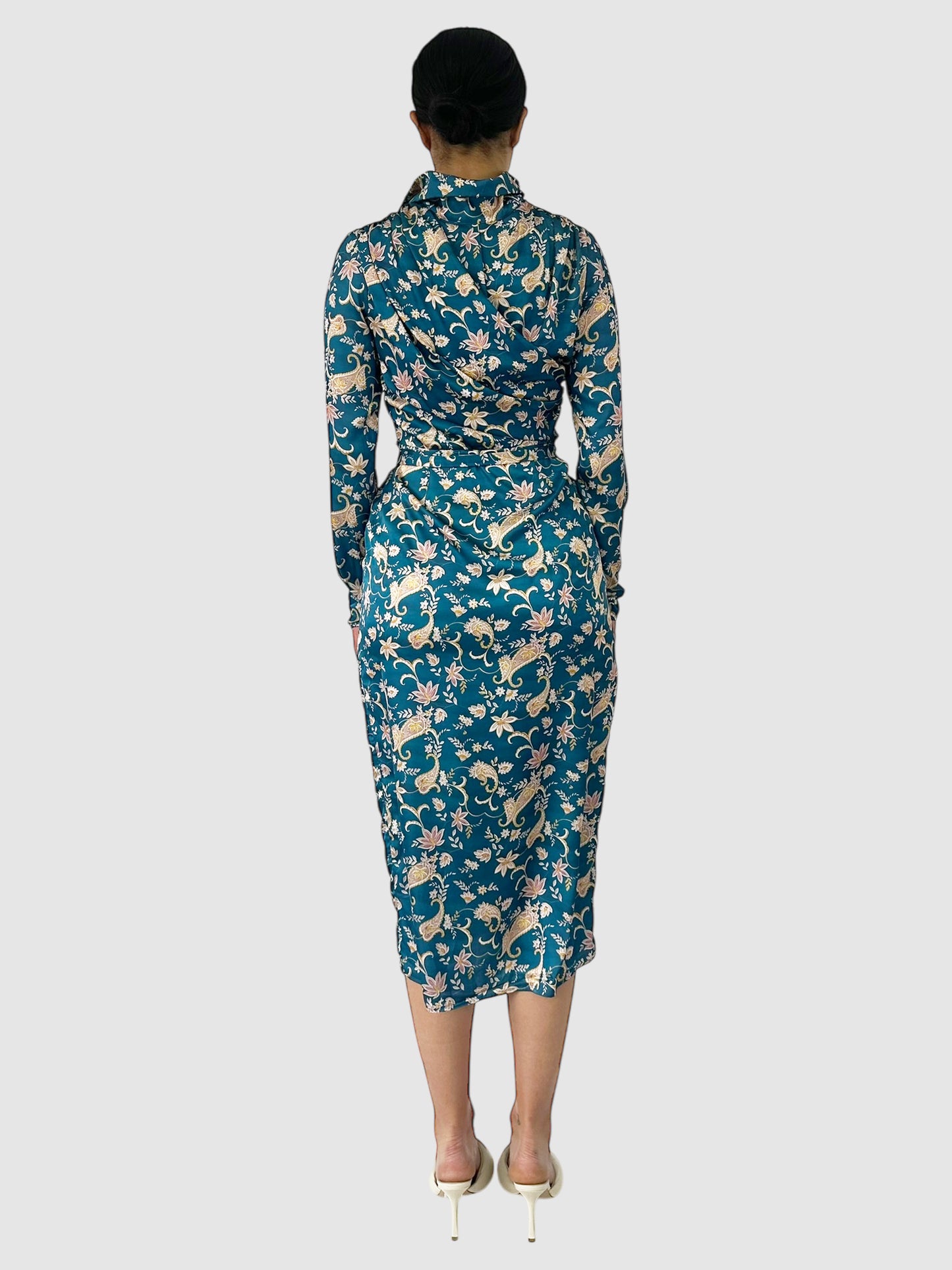 Patterned Midi Dress - Size 4
