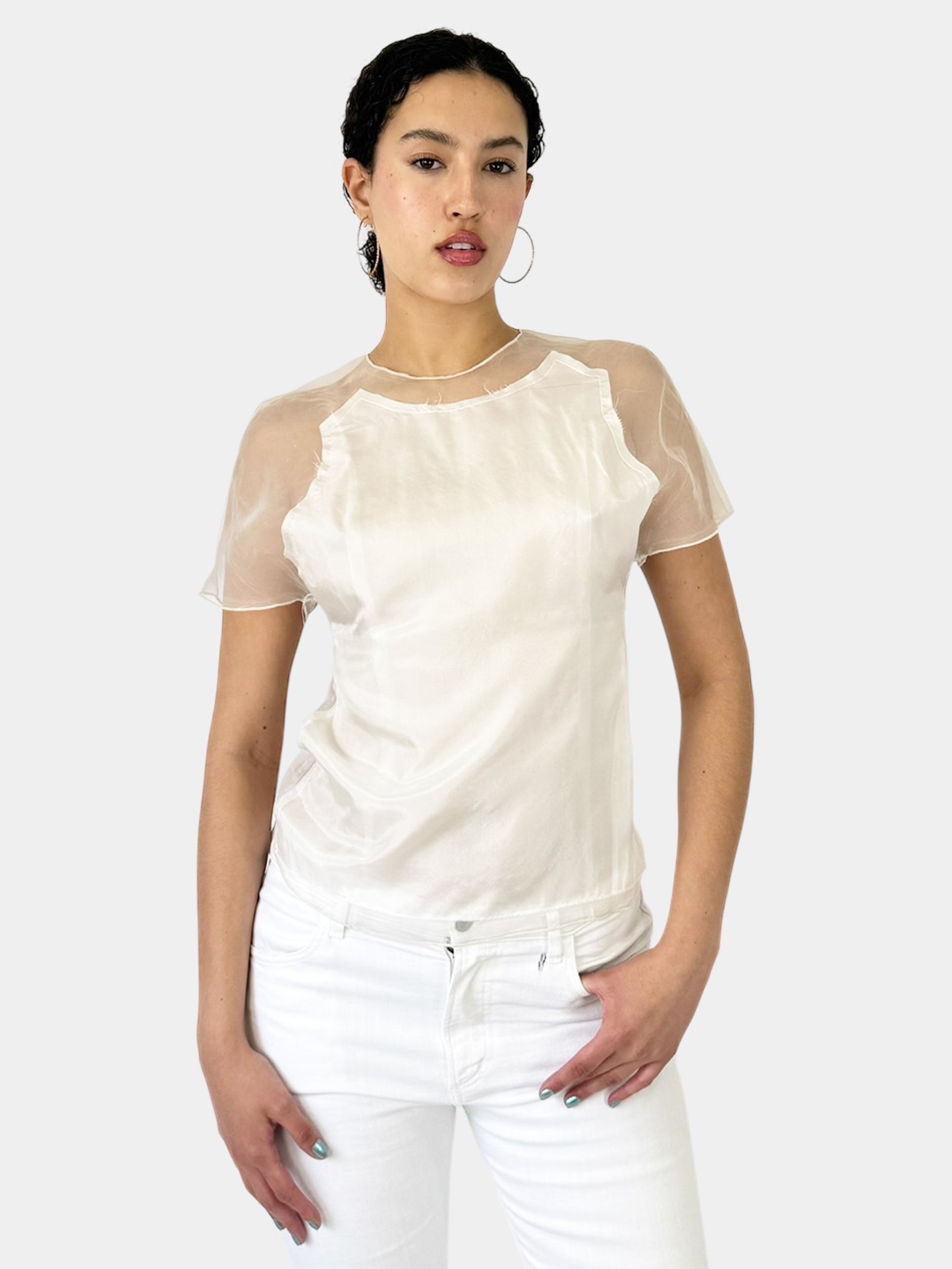 Silk Sheer Mesh Top - Size S