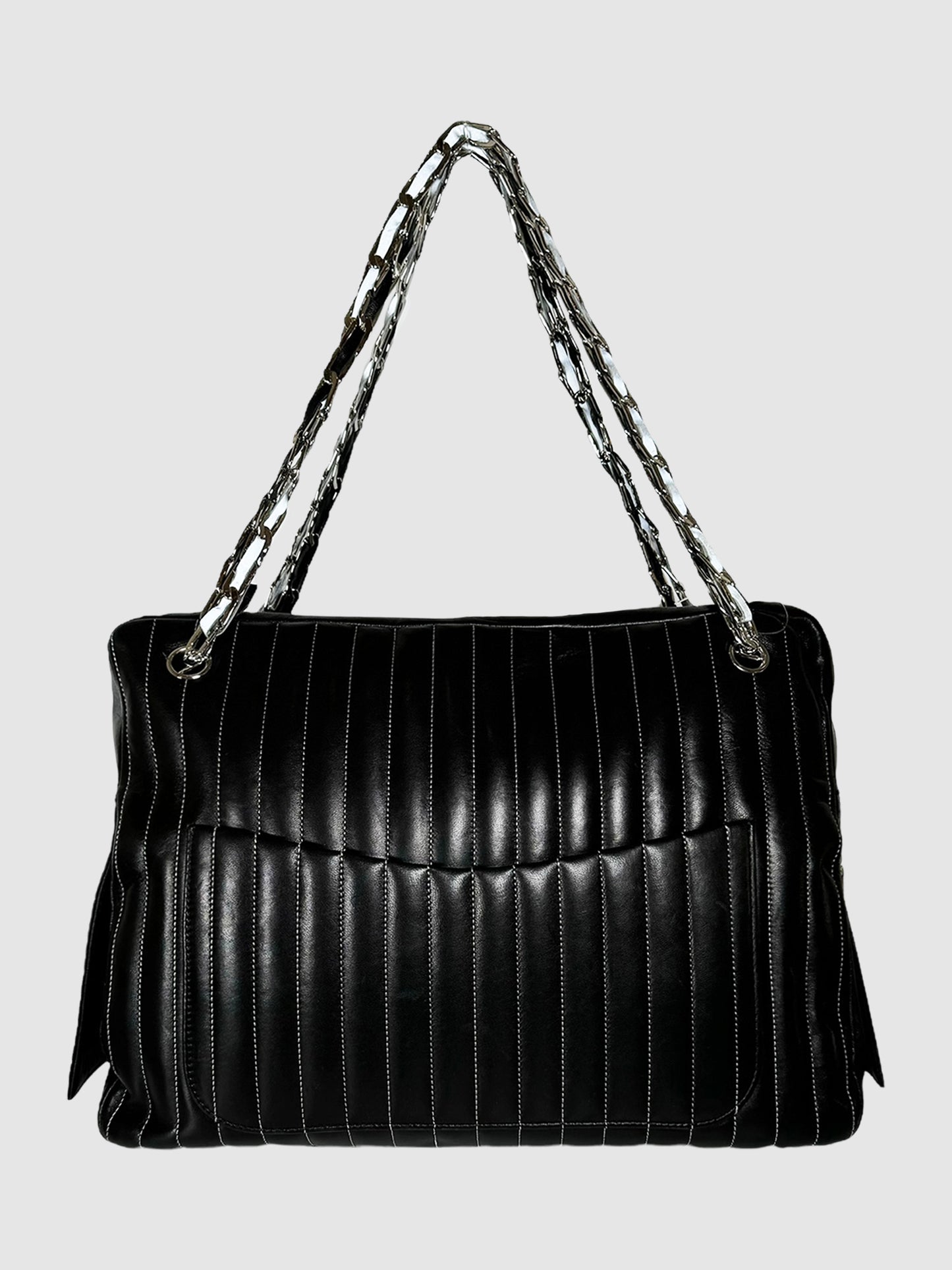 2005-2006 Mademoiselle Ligne Vertical Quilted Leather Shoulder Bag