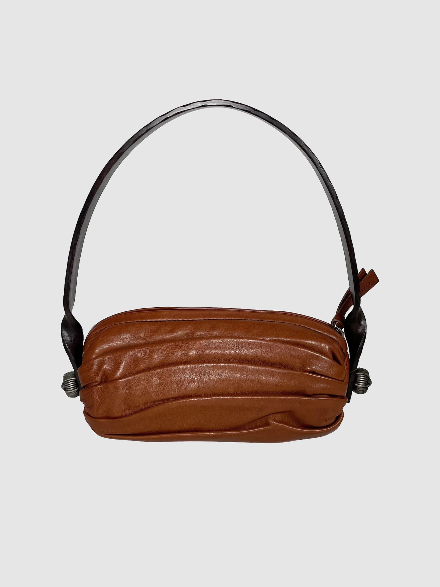 Wooden Handle Leather Purse