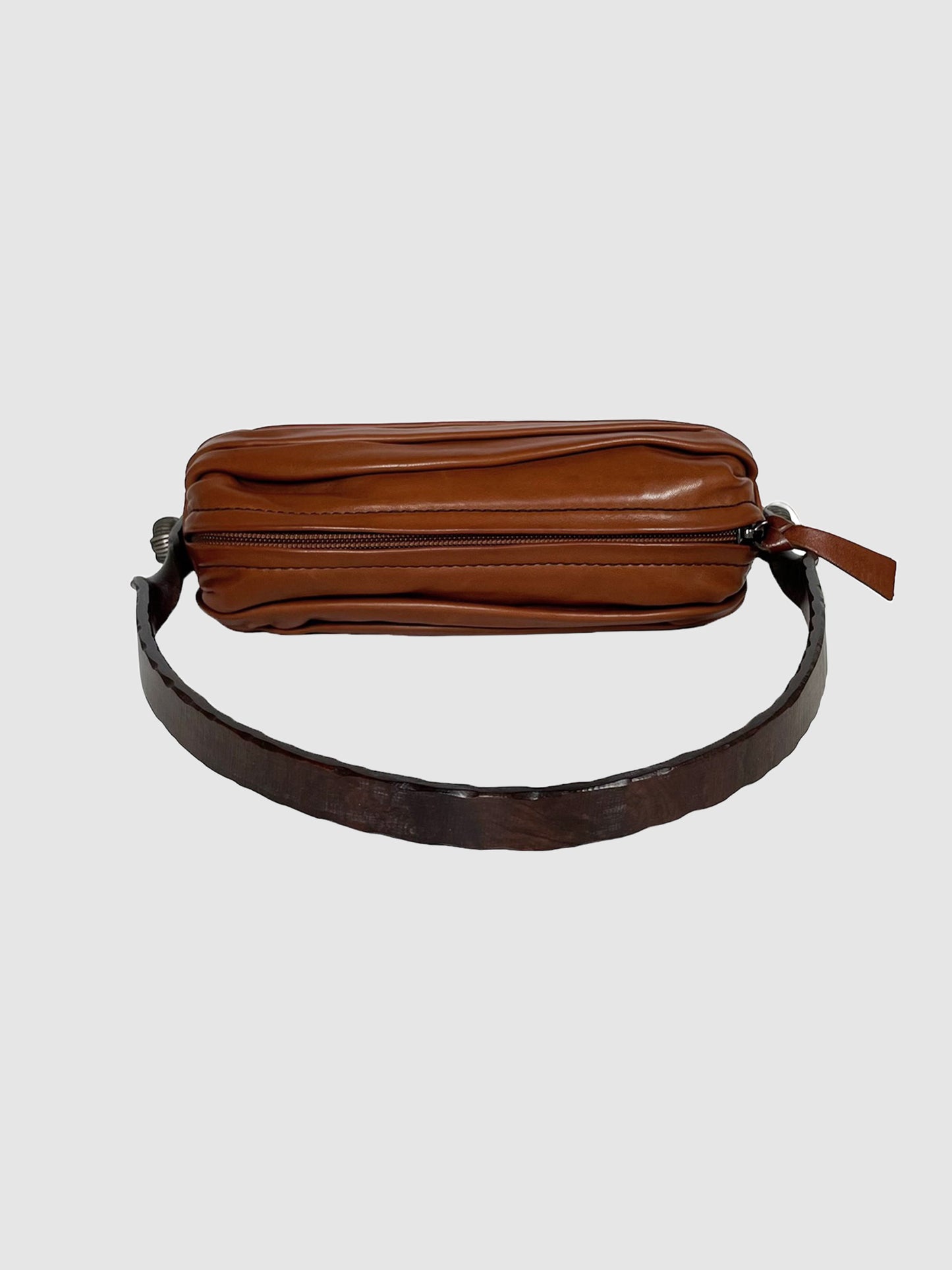 Wooden Handle Leather Purse