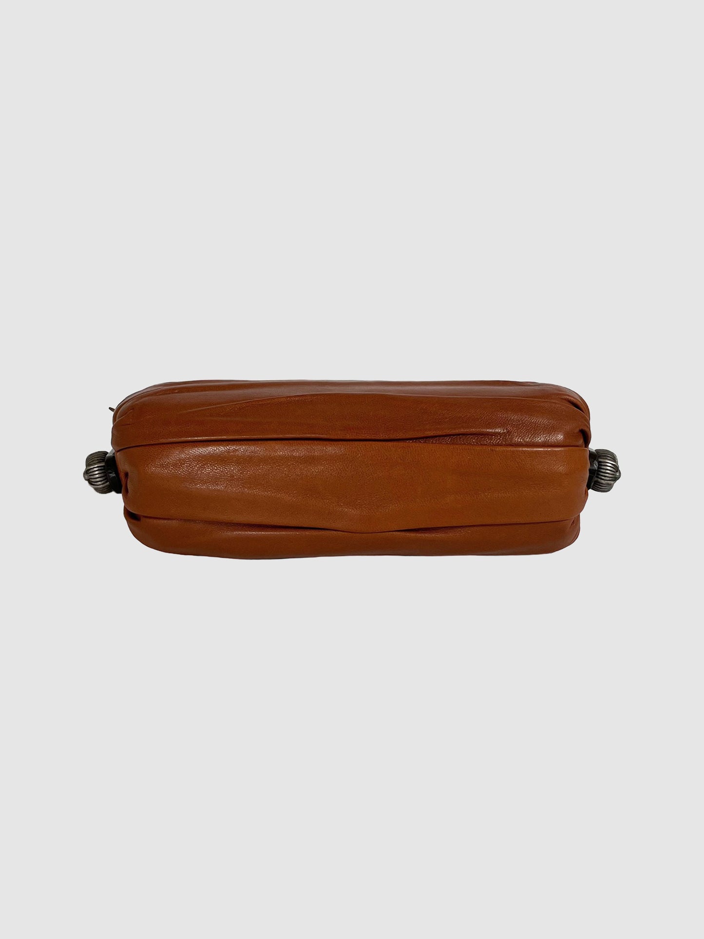 Wooden Handle Leather Purse