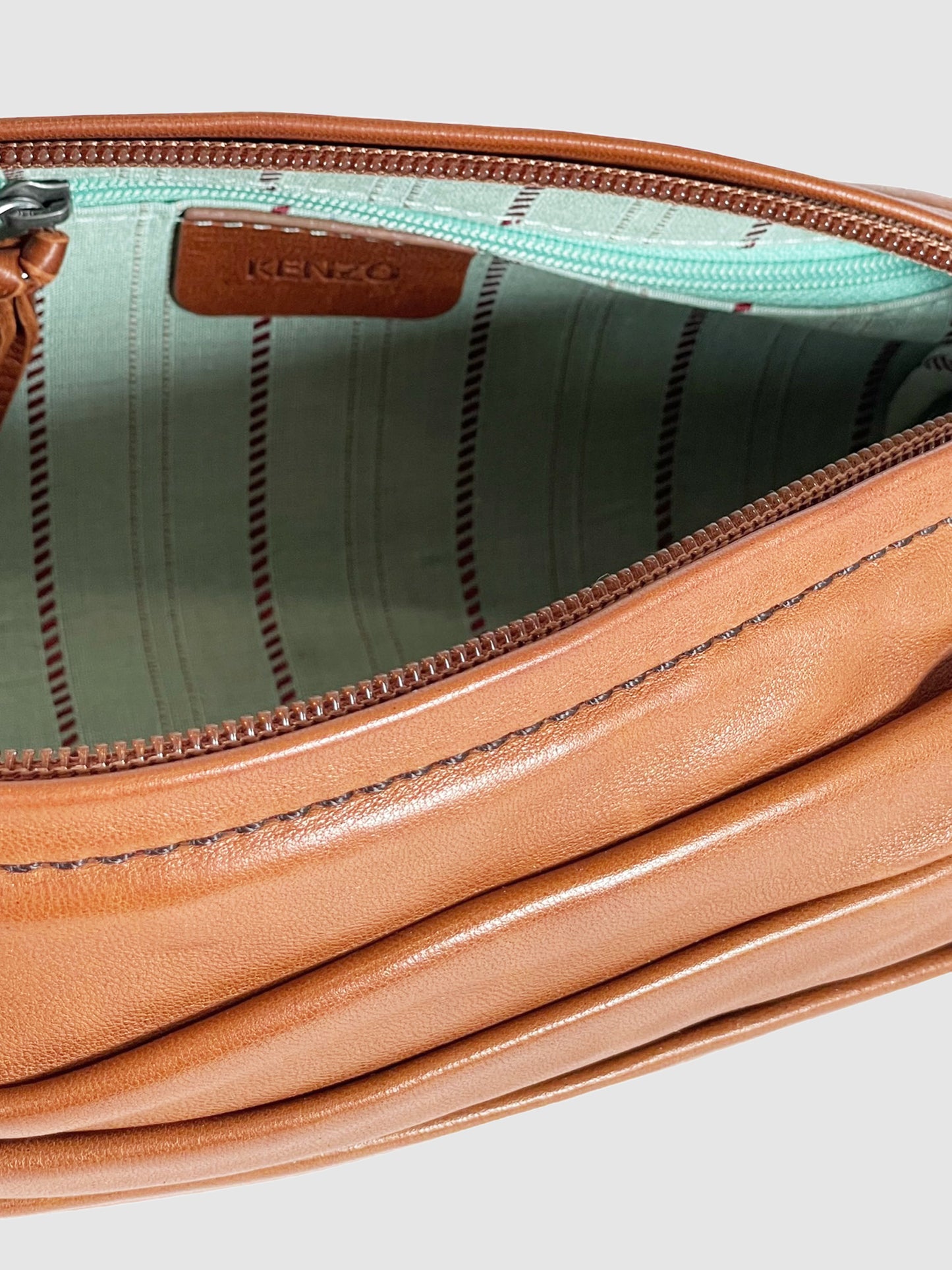 Wooden Handle Leather Purse