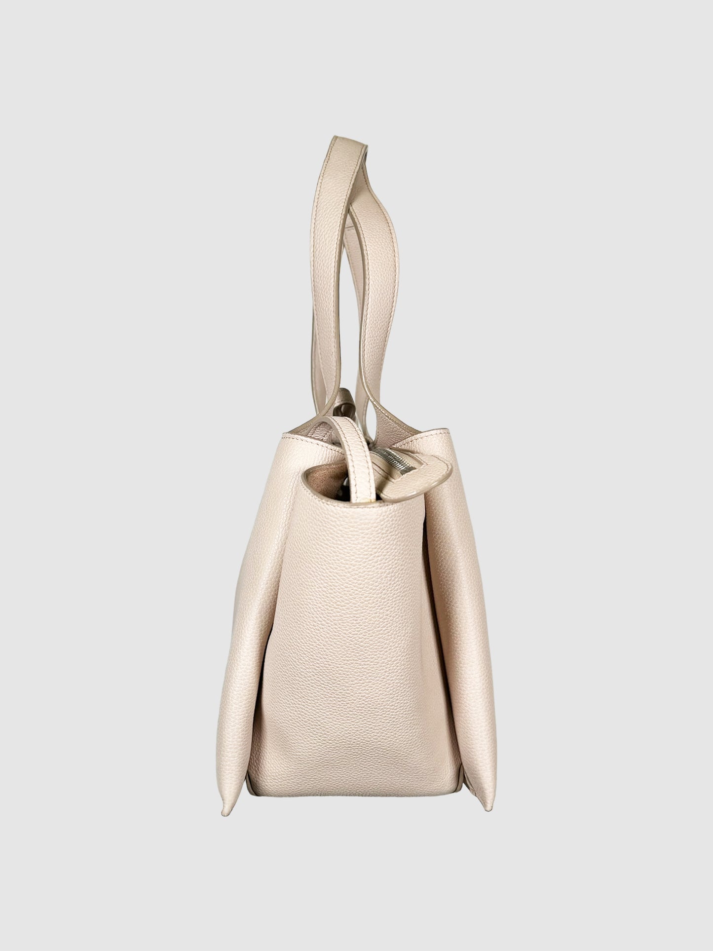 Tri-Fold Leather Shoulder Tote Bag