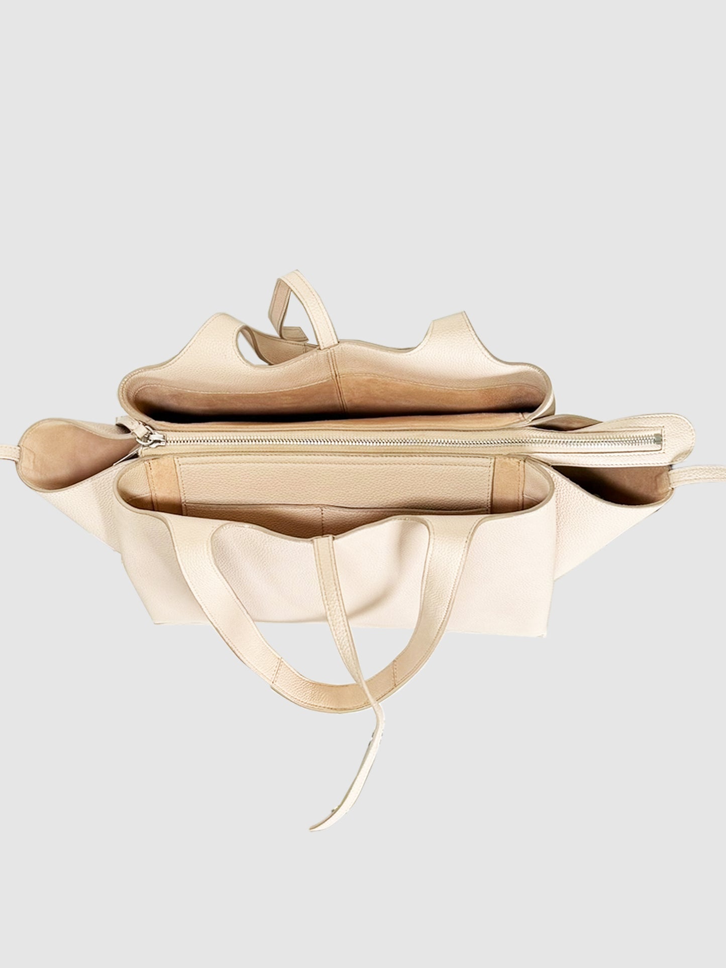 Tri-Fold Leather Shoulder Tote Bag