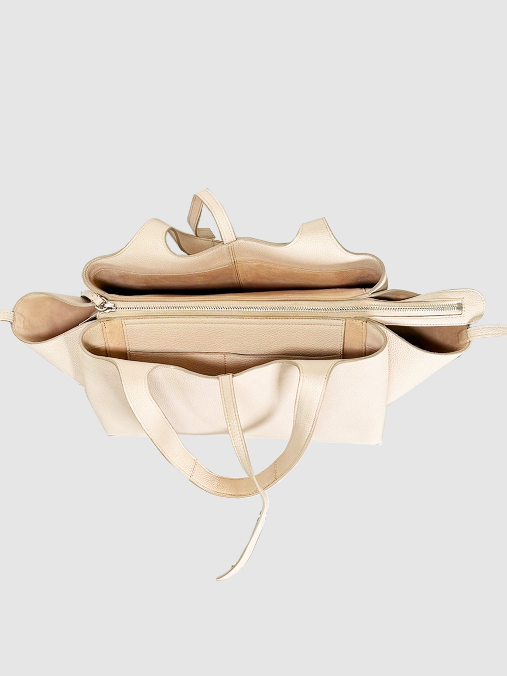 Tri-Fold Leather Shoulder Tote Bag