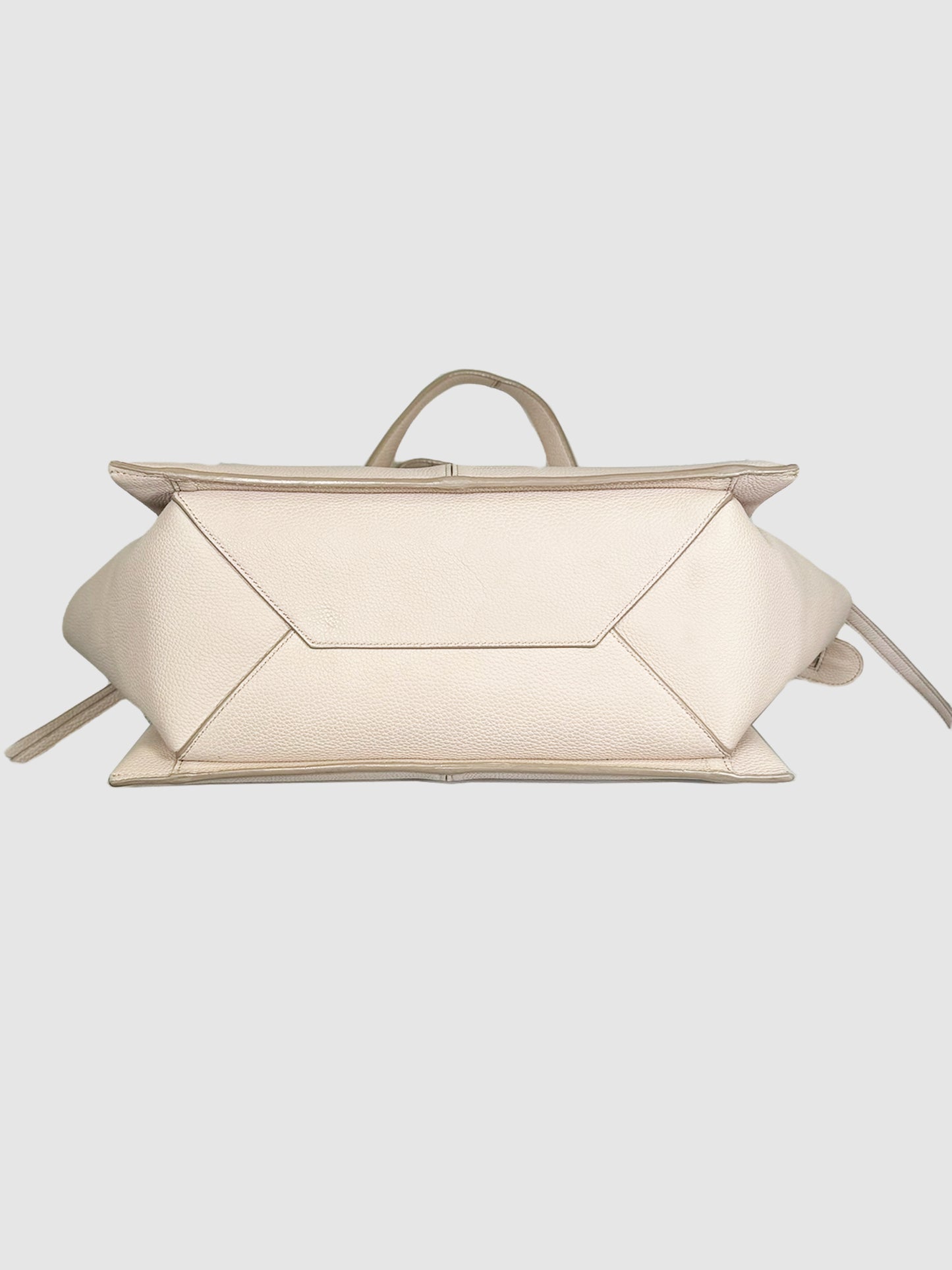 Tri-Fold Leather Shoulder Tote Bag