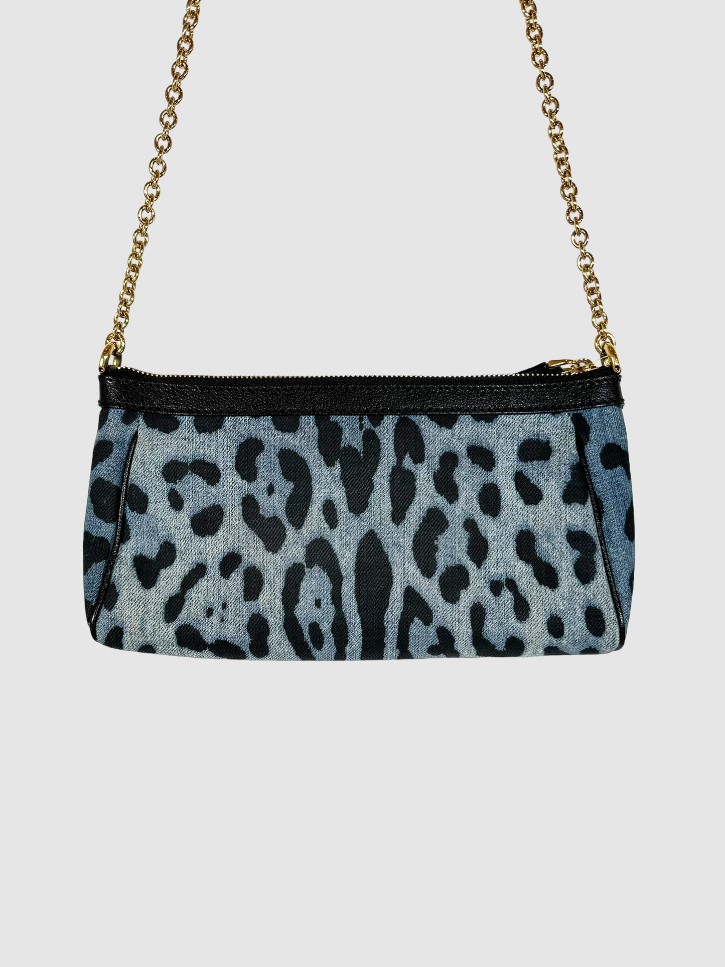 Denim Leopard Print Crossbody Bag