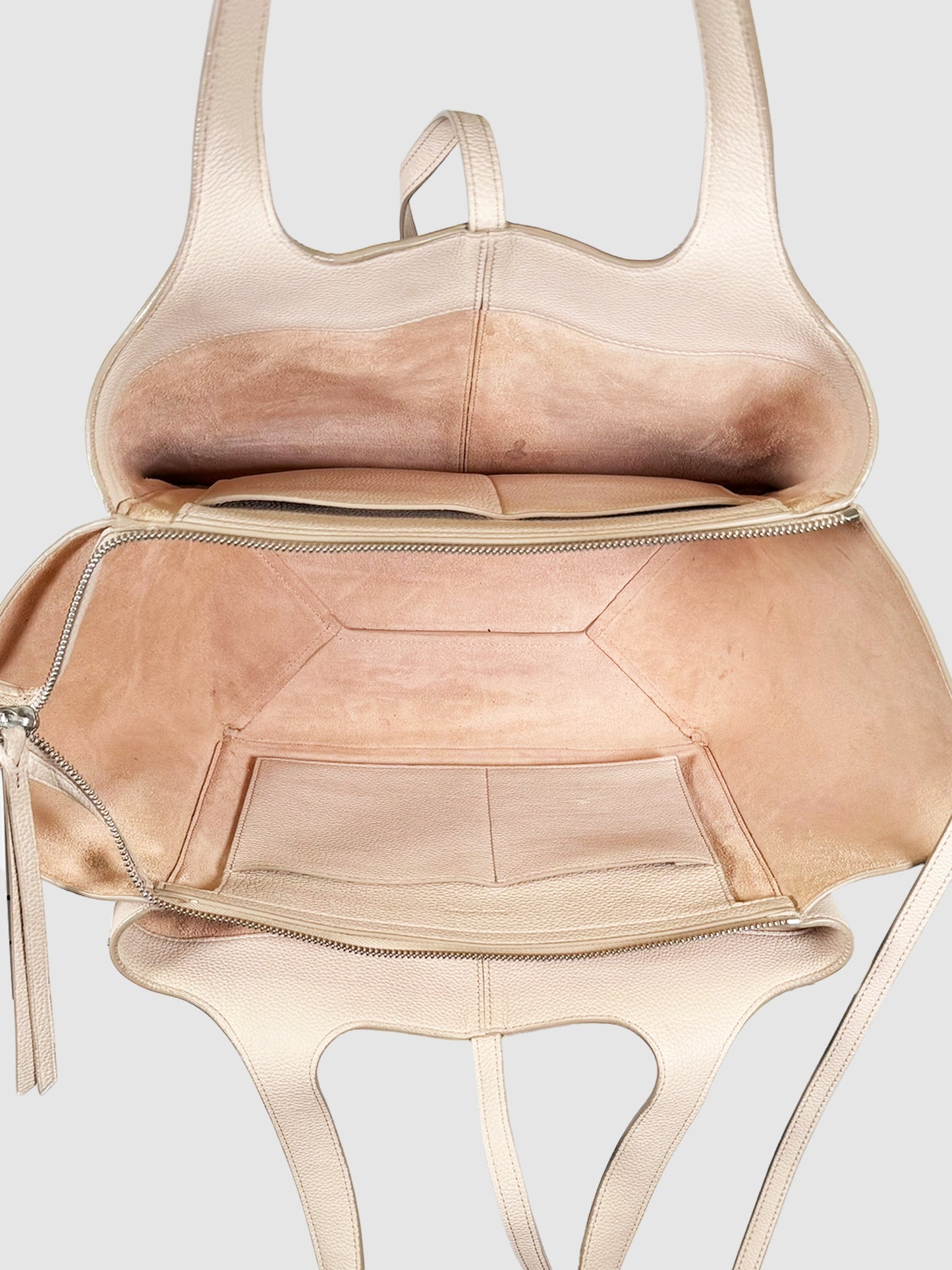 Tri-Fold Leather Shoulder Tote Bag