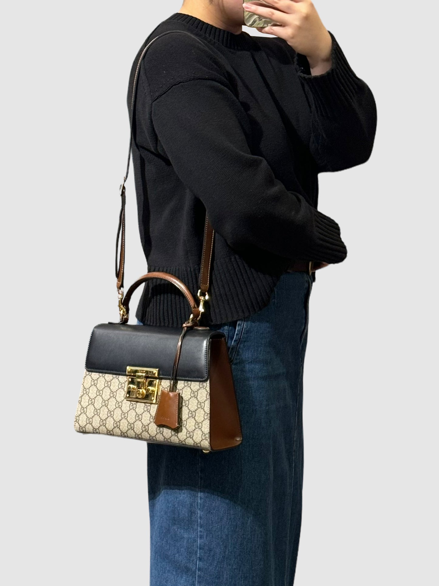 GG Supreme Medium Padlock Top Handle Bag