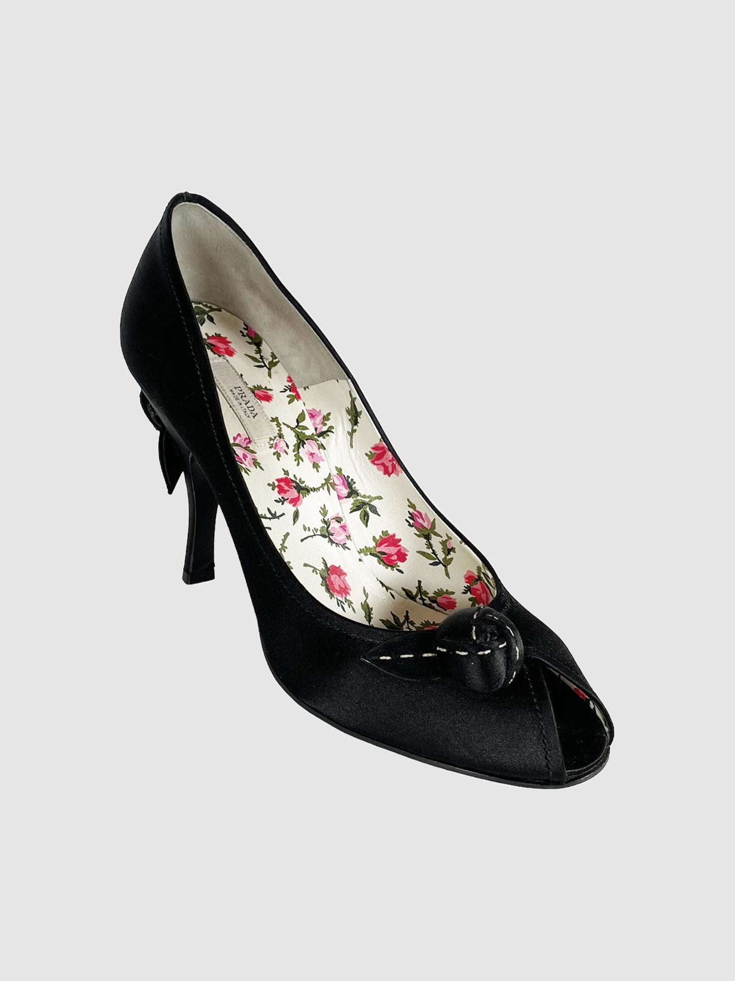 Satin Peep Toe Pumps - Size 38