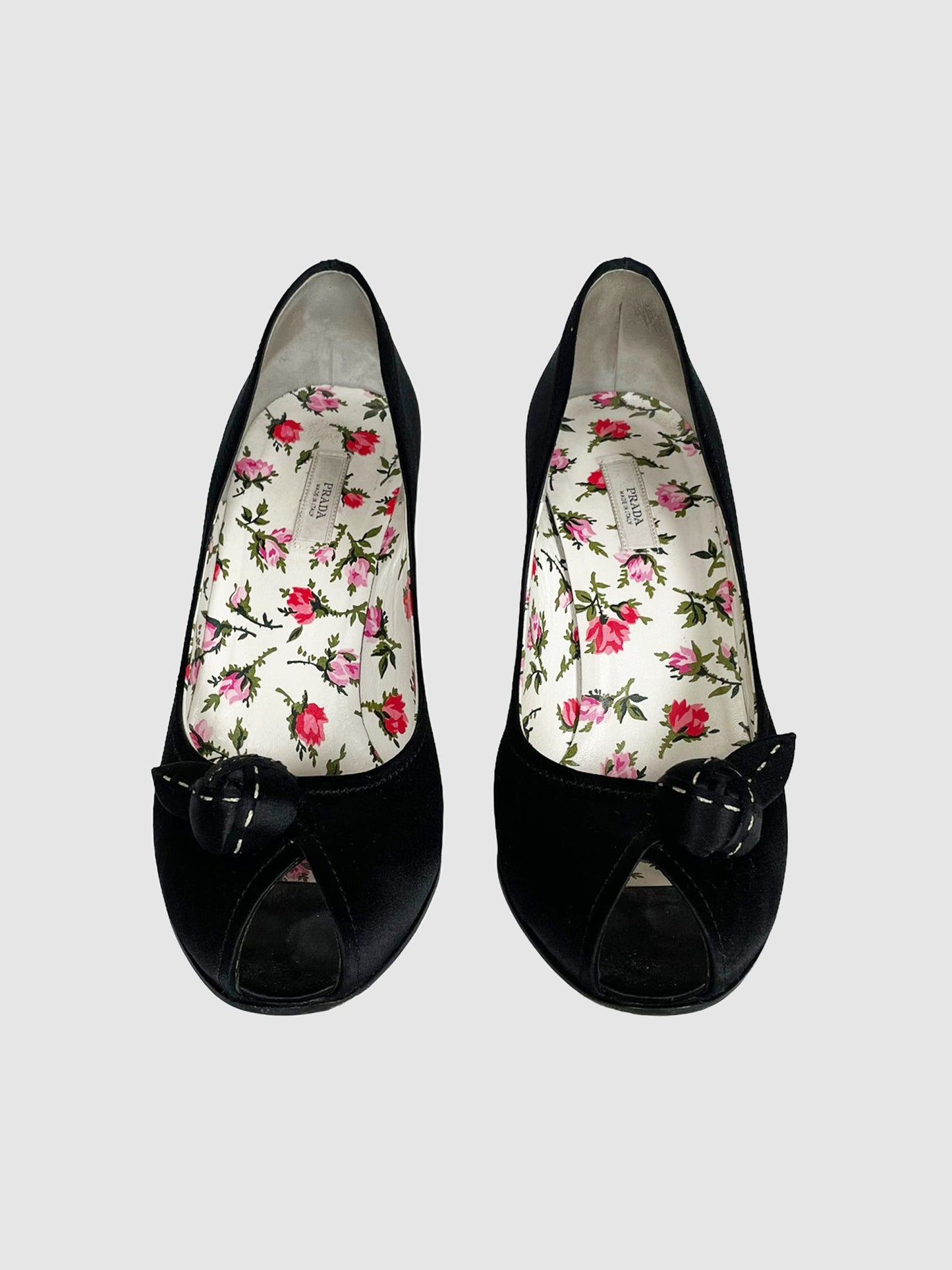 Satin Peep Toe Pumps - Size 38