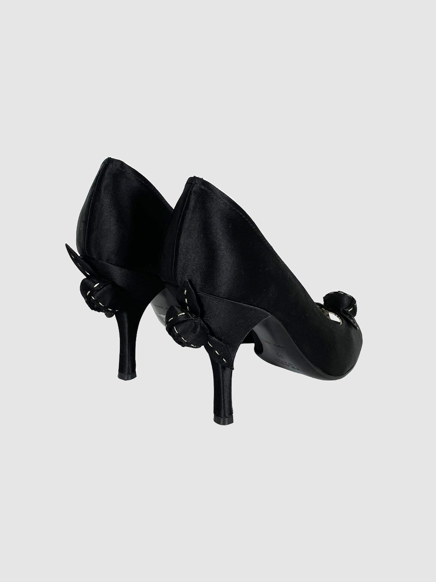 Satin Peep Toe Pumps - Size 38