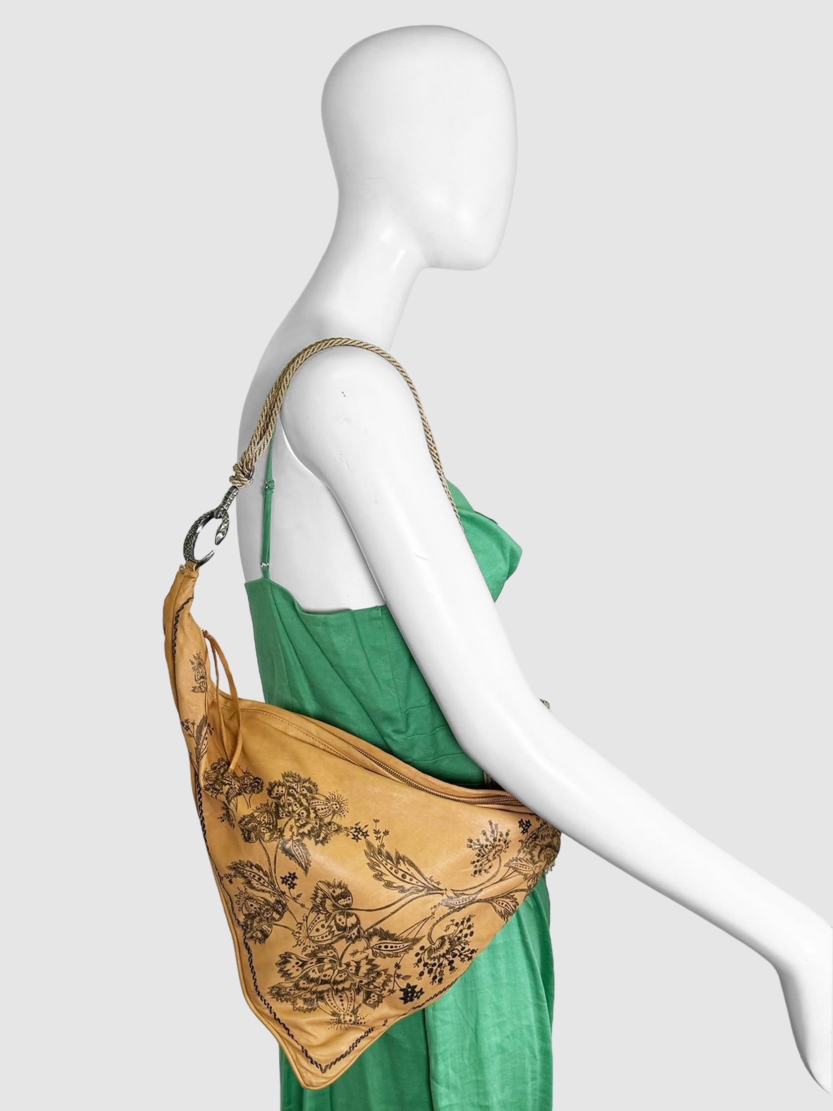 Roberto Cavalli Triangular Leather Shoulder Bag in Mustard Yellow Consignment Secondhand Designer Luxury Resale Toronto Trendy