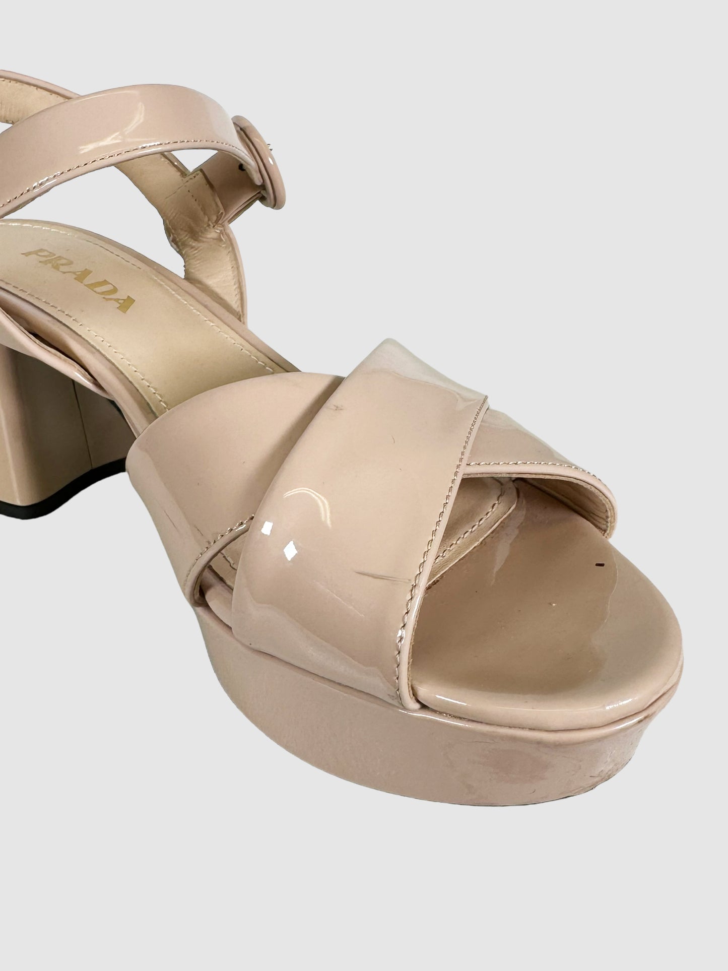 Patent Leather Platform Sandals - Size 38