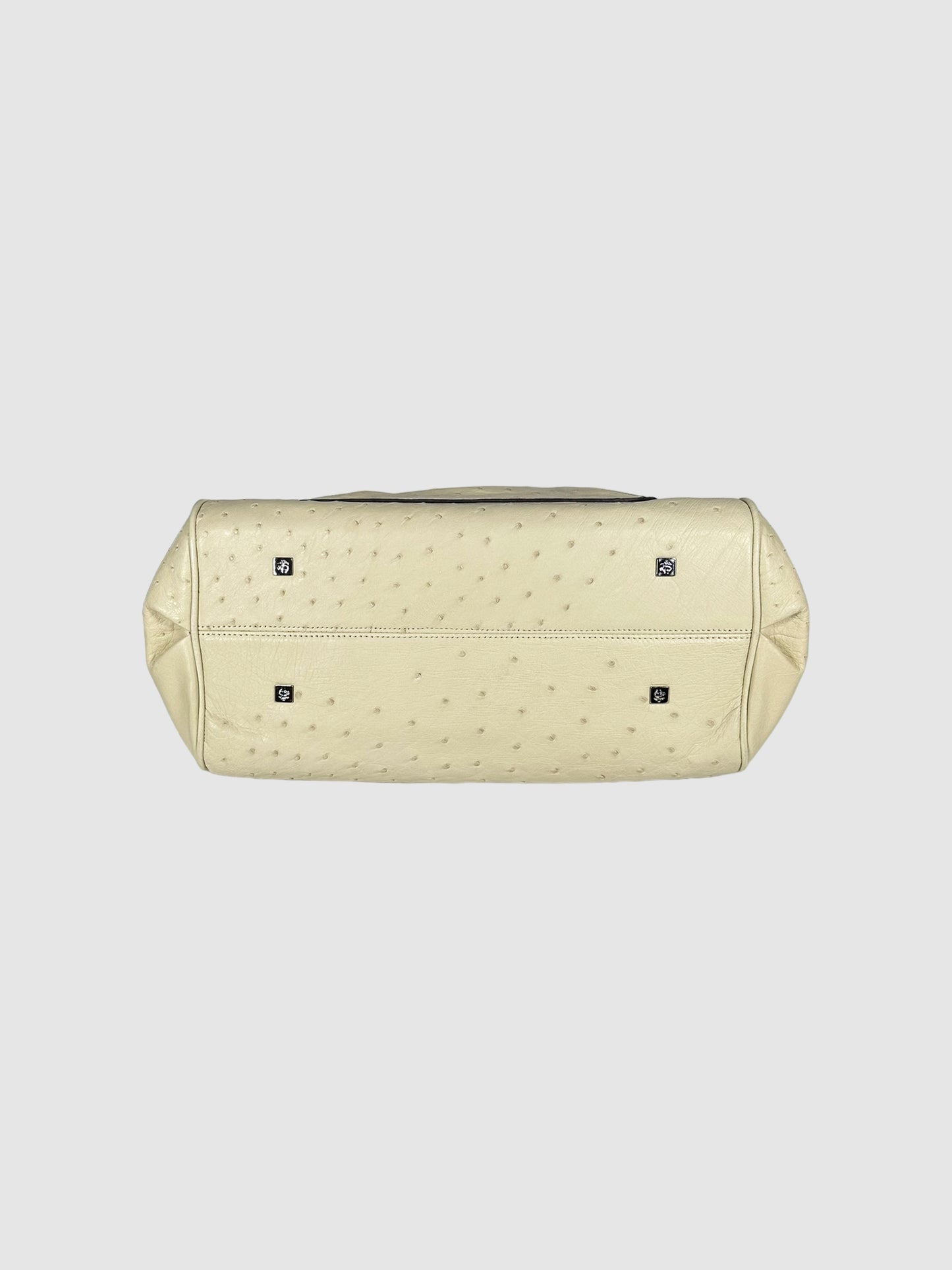 Ostrich Leather Top Handle Bag