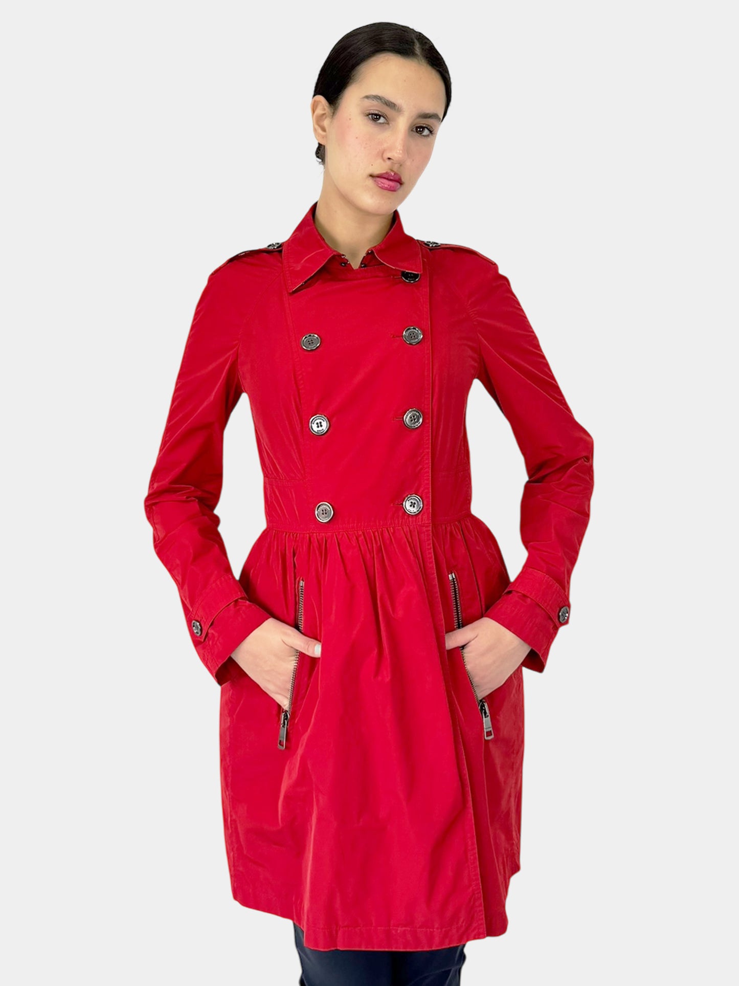 Double-Breasted Trench Coat - Size 10