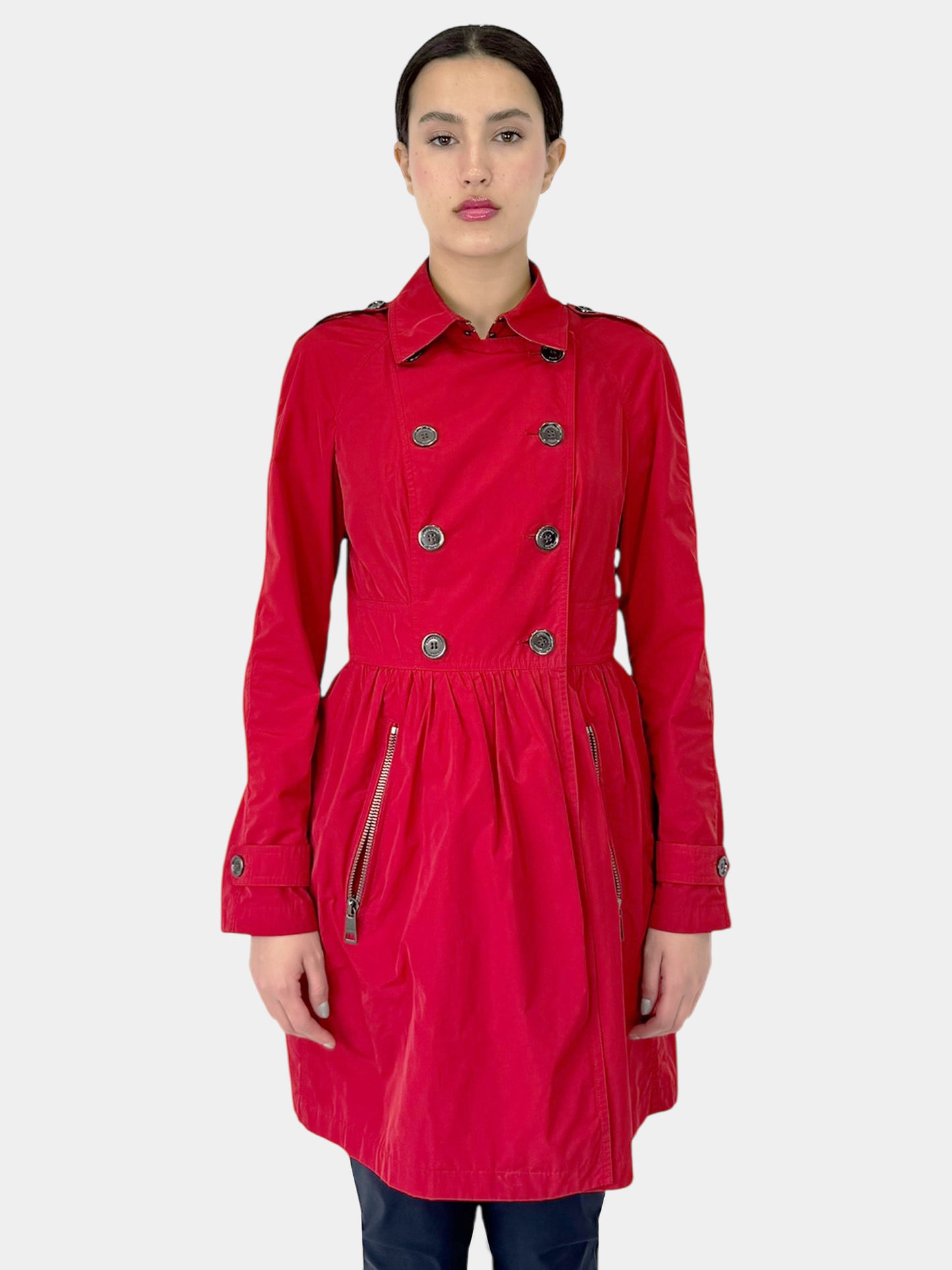 Double-Breasted Trench Coat - Size 10