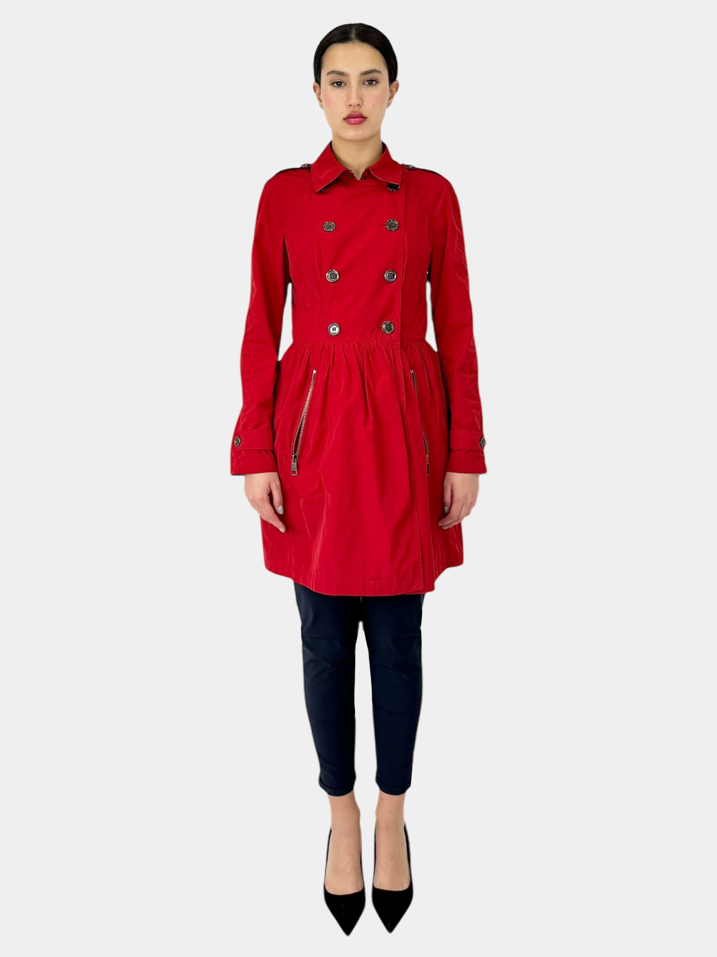 Double-Breasted Trench Coat - Size 10