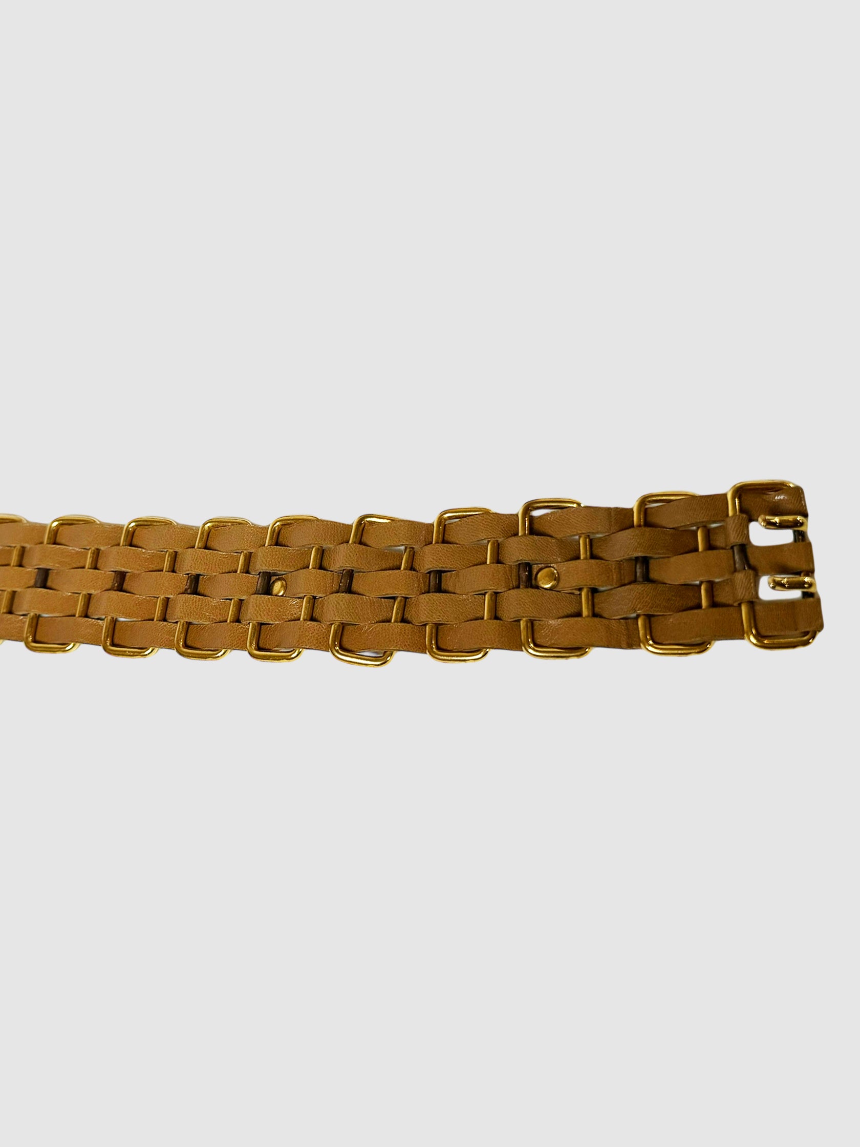 Woven Leather and Metal Wide Belt
