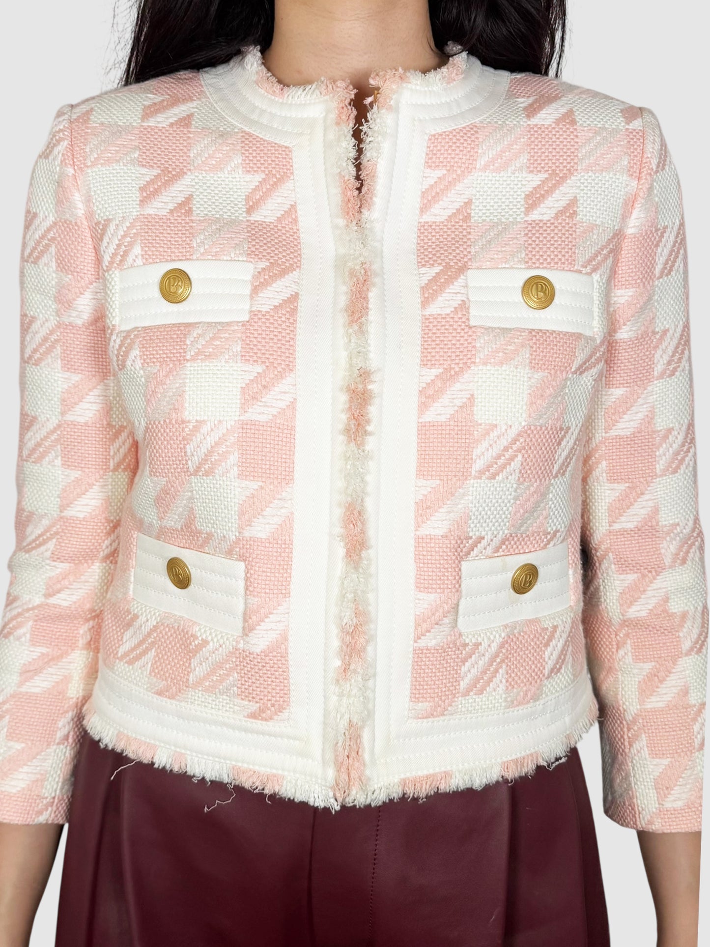 Houndstooth Cropped Blazer