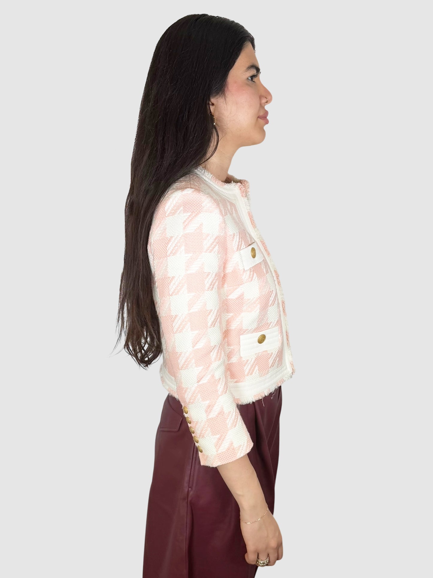 Houndstooth Cropped Blazer
