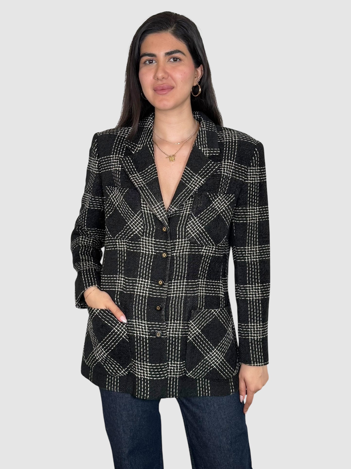 Check Print Blazer