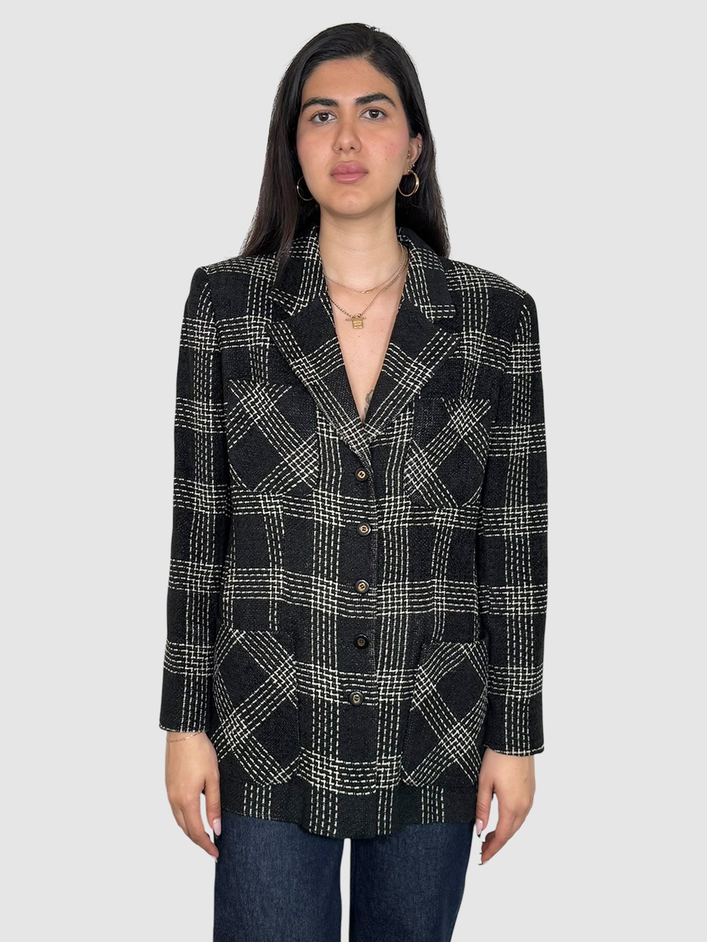 Check Print Blazer