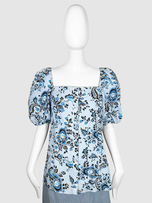 Floral Print Puff Sleeve Top - Size 12