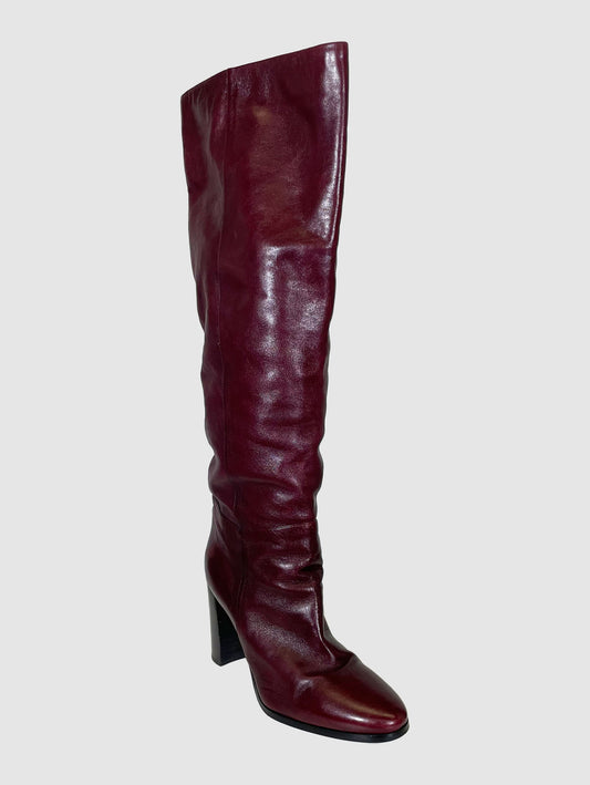 Tall High Heel Leather Boots - Size 40