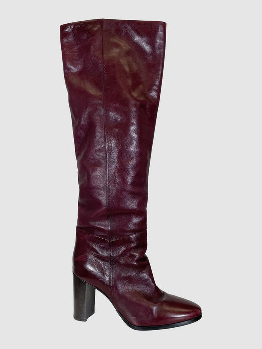 Tall High Heel Leather Boots - Size 40