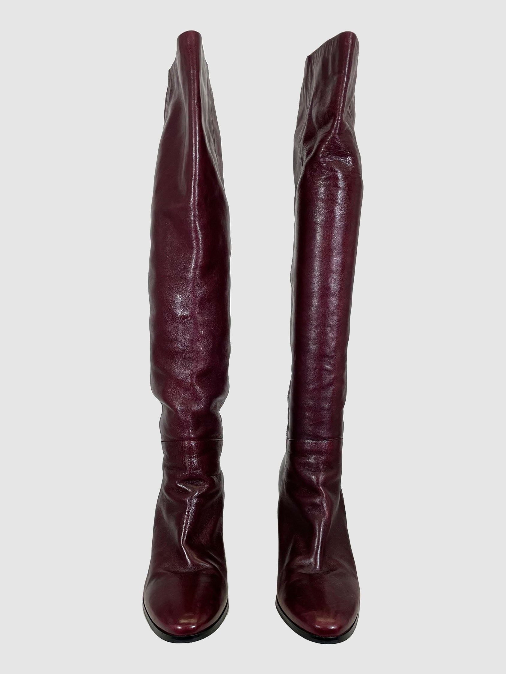 Tall High Heel Leather Boots - Size 40