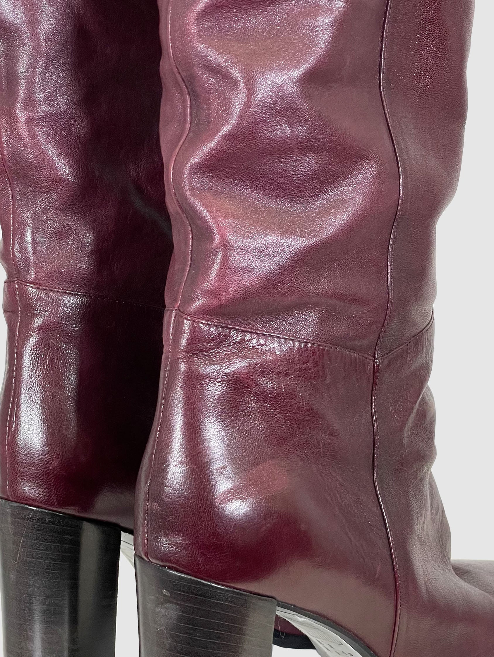 Tall High Heel Leather Boots - Size 40