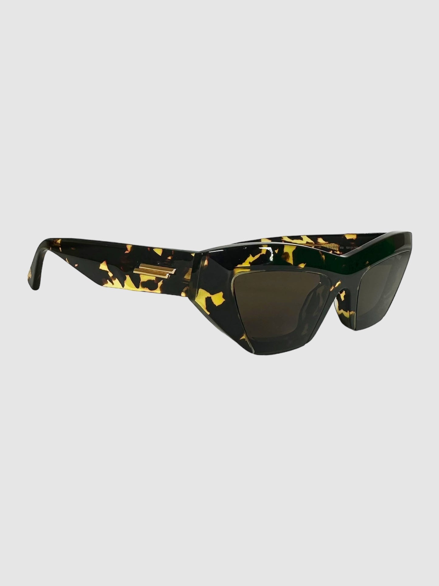 Bottega Veneta BV1219S Black and Brown Raised Logo Tinted Square Cat-Eye Sunglasses Consignment Secondhand Designer Luxury Resale Toronto Trendy