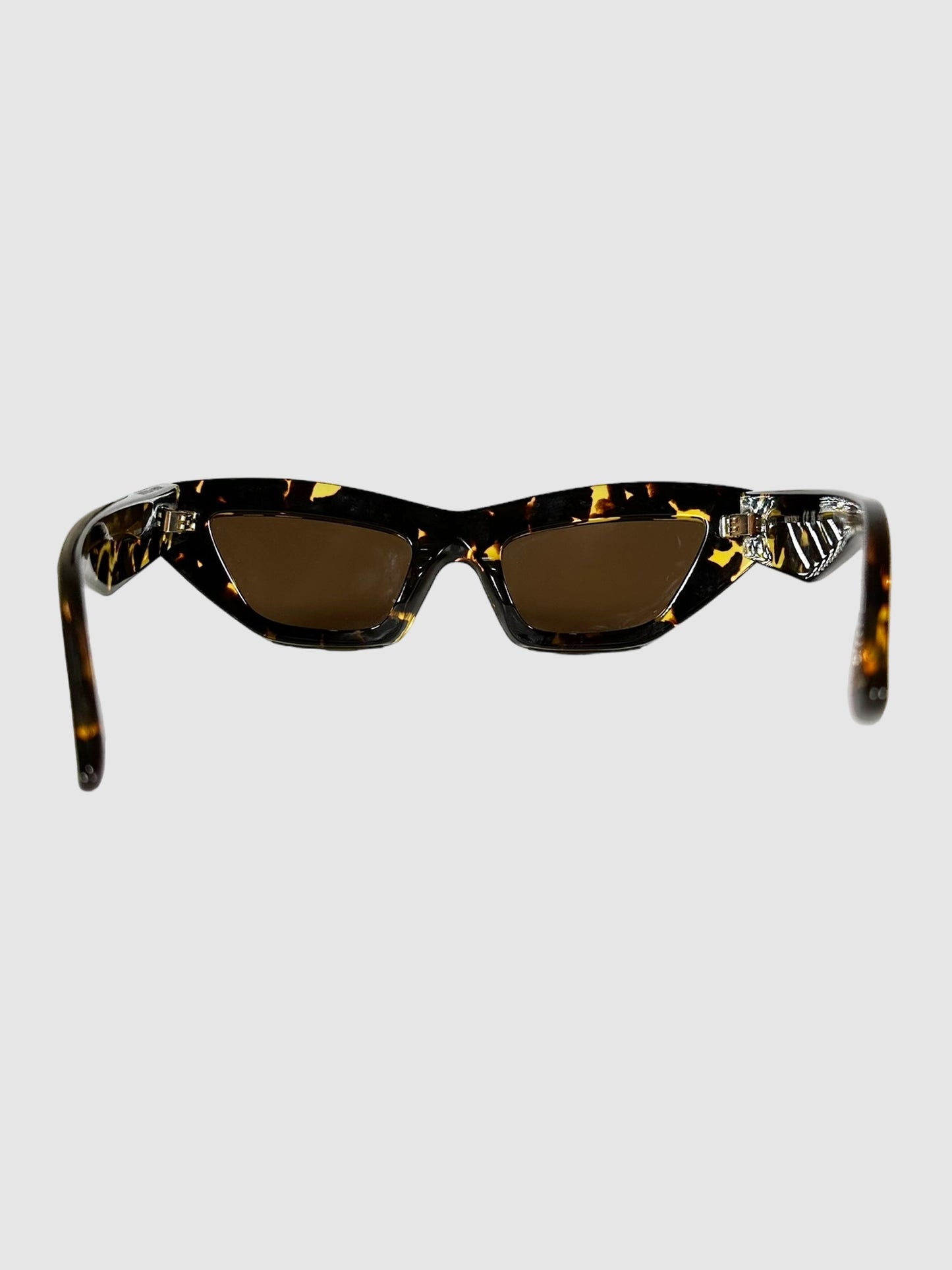 Bottega Veneta BV1219S Black and Brown Raised Logo Tinted Square Cat-Eye Sunglasses Consignment Secondhand Designer Luxury Resale Toronto Trendy