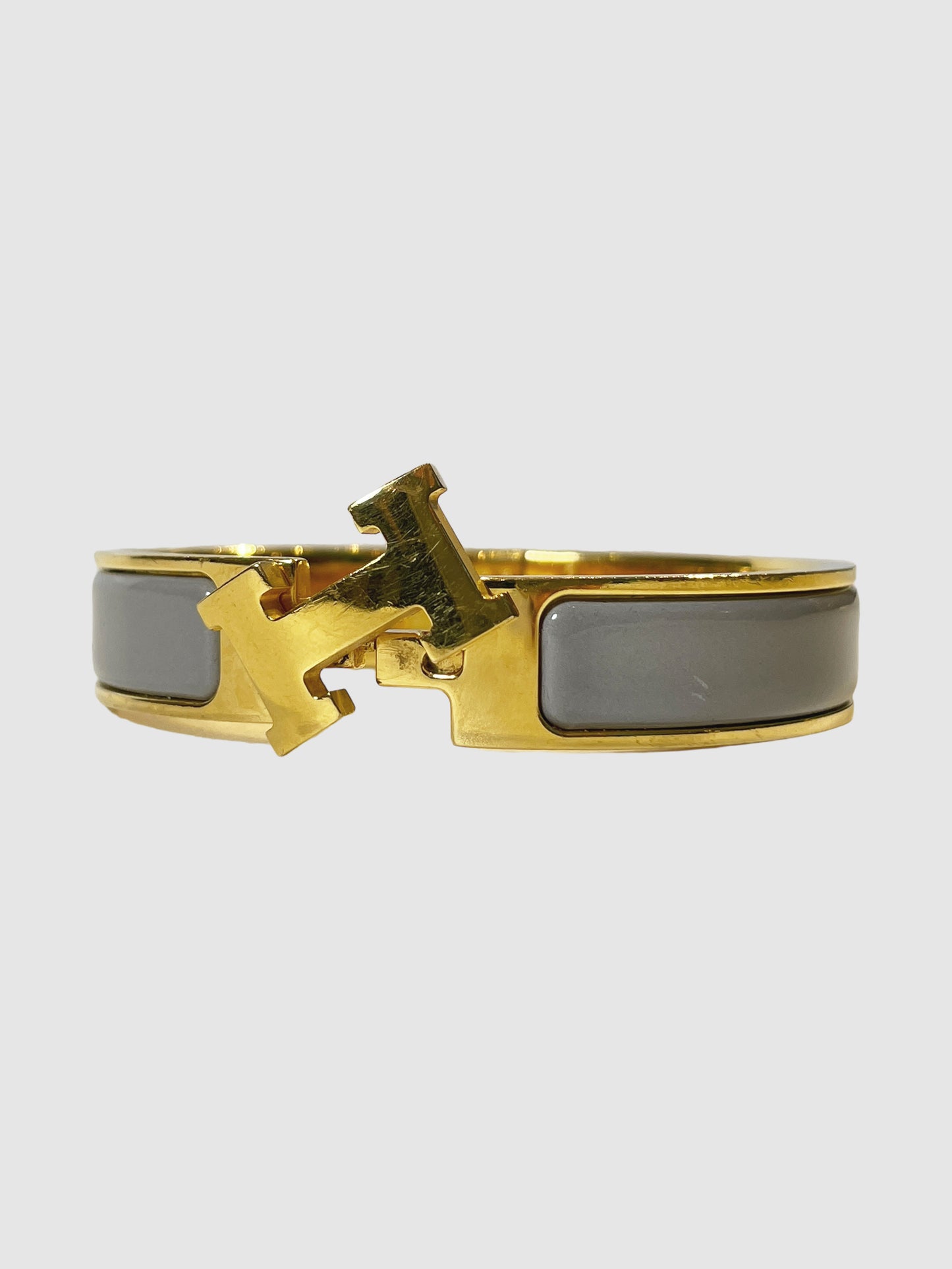 Hermès Clic H Narrow Bracelet Grey Enamel Trendy Second Hand Consignment