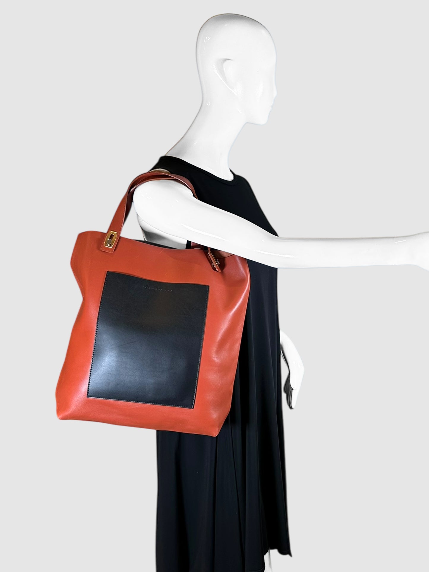 Balenciaga Black and Brown Leather Bi-Colour Shopper Pocket Tote Bag Luxury Designer Resale Consignment Toronto Secondhand
