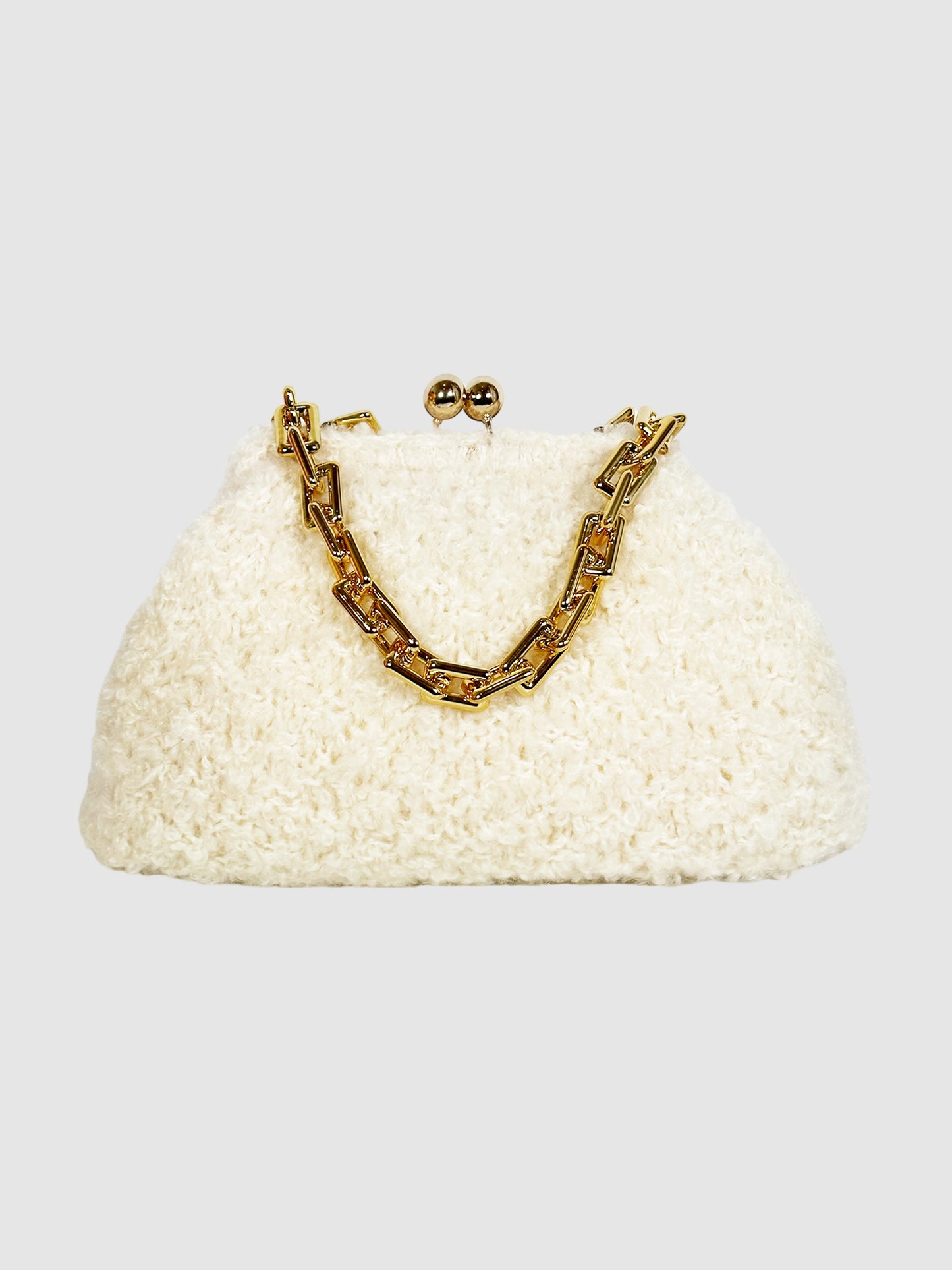 Caterina Bertini Shearling Clutch on Chain