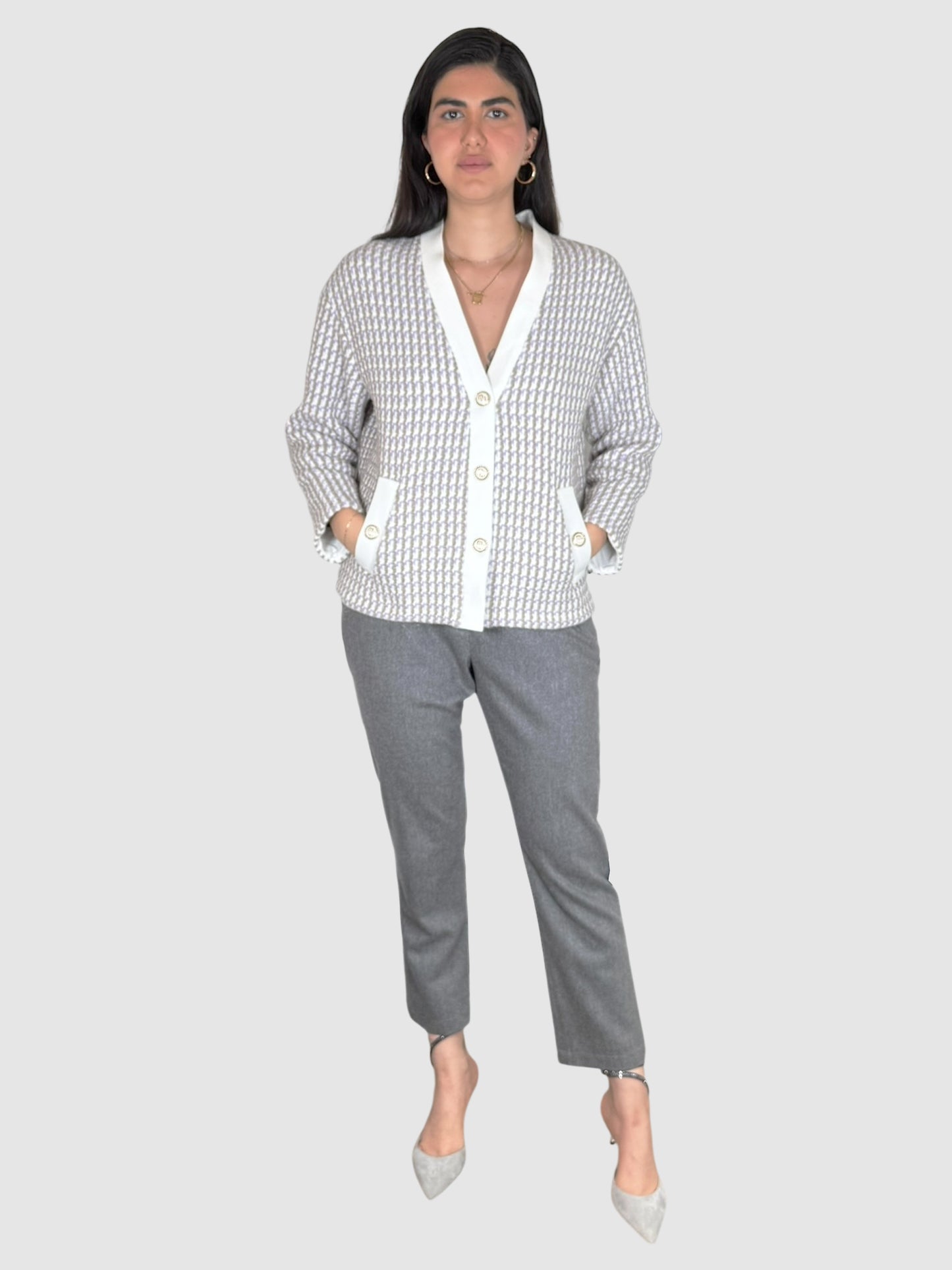 Tweed Button-Up Cardigan