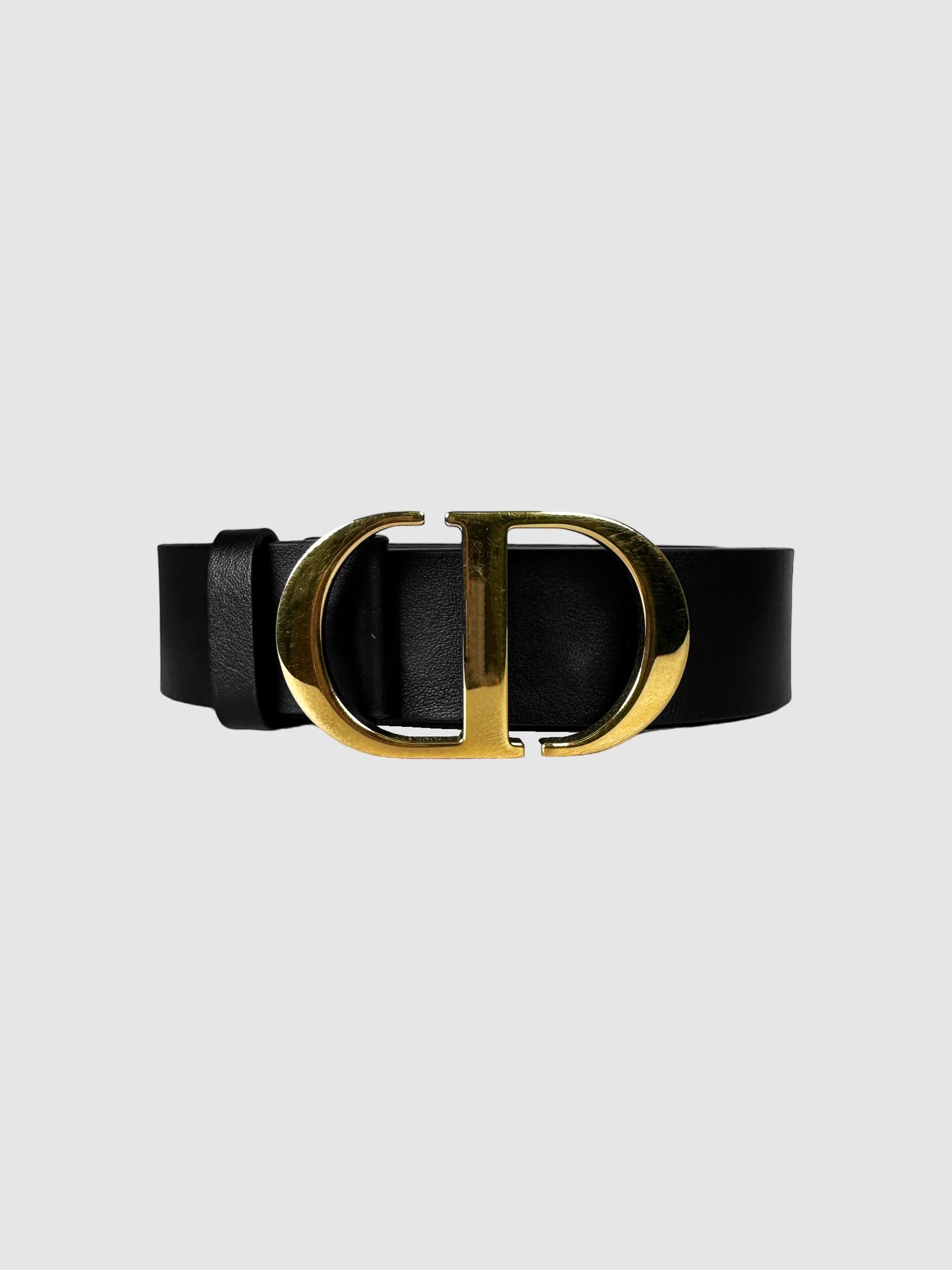 Christian Dior Black Calfskin Leather & Montaigne CD Logo Belt Consignment Secondhand Designer Luxury Resale Toronto Trendy