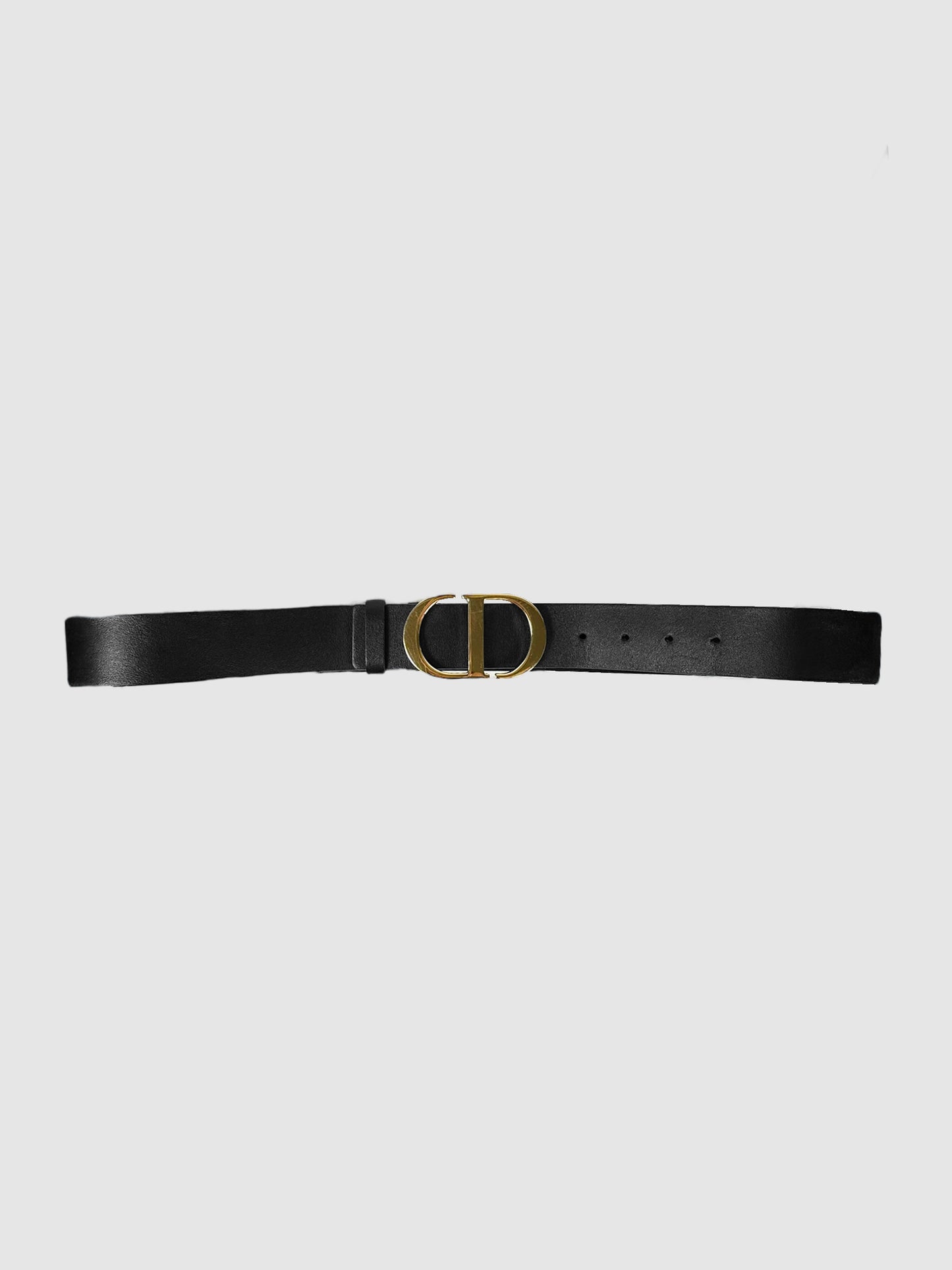 Christian Dior Black Calfskin Leather & Montaigne CD Logo Belt Consignment Secondhand Designer Luxury Resale Toronto Trendy