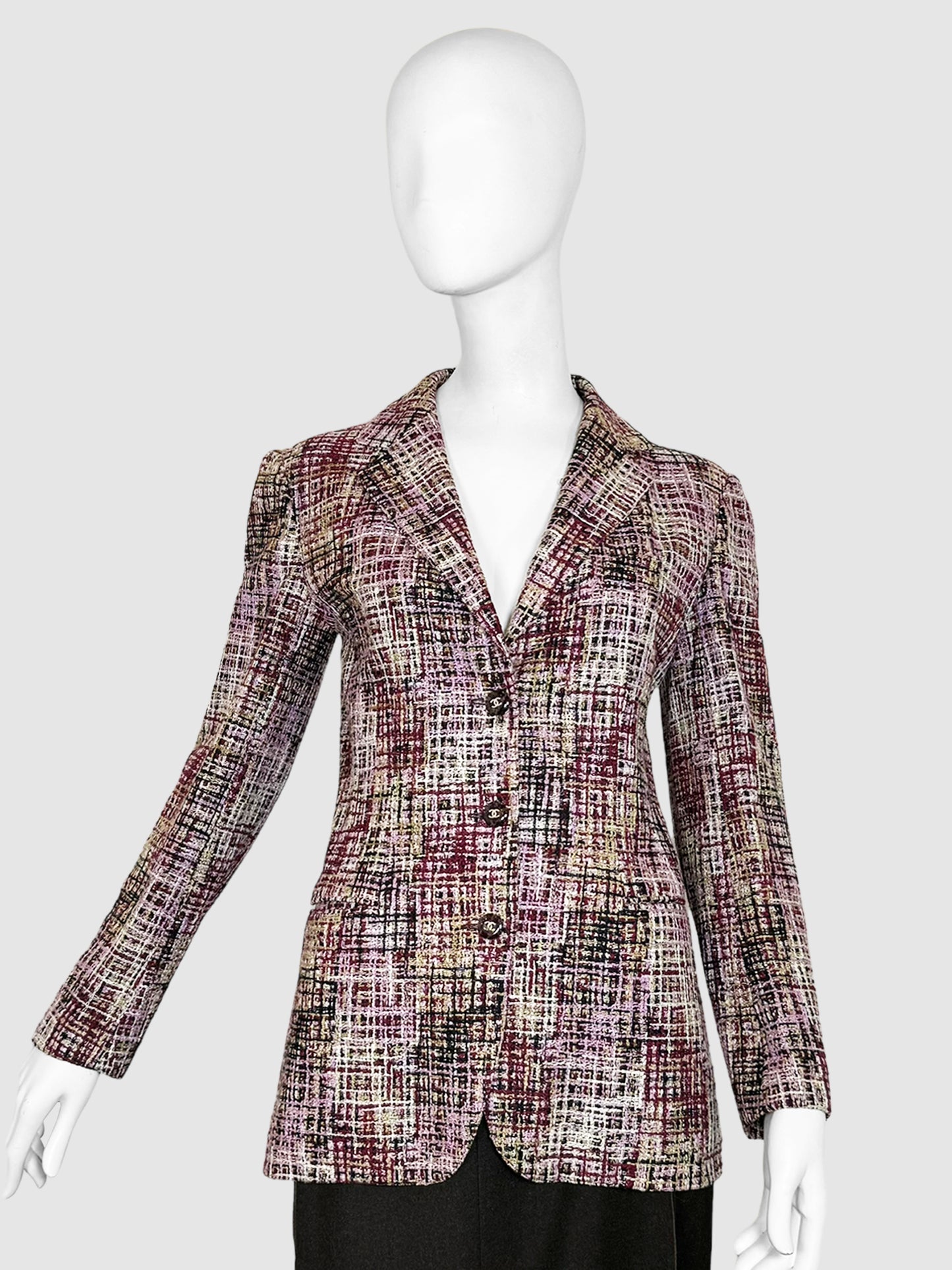 Tweed Single-Breasted Blazer - Size S