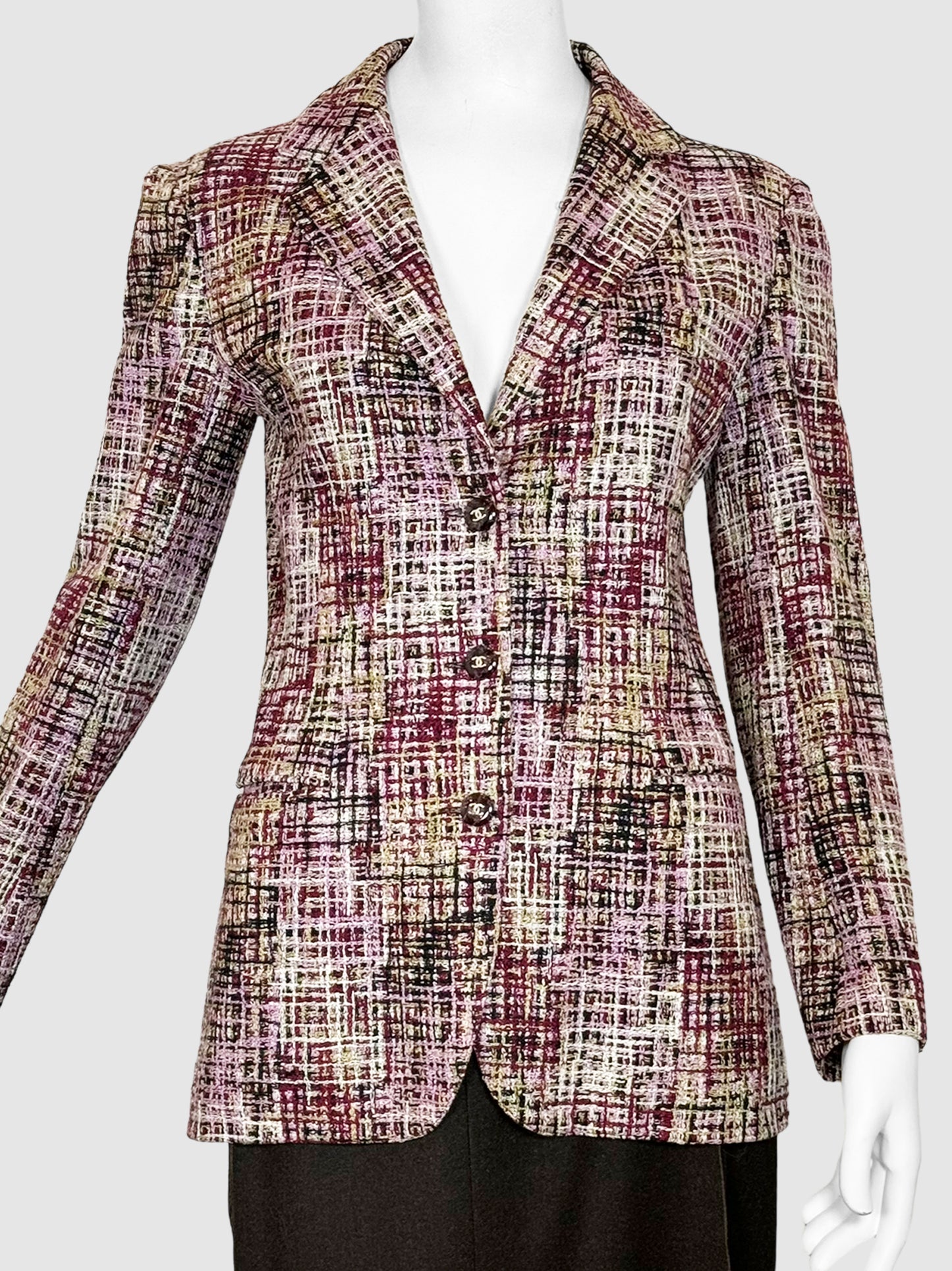 Tweed Single-Breasted Blazer - Size S