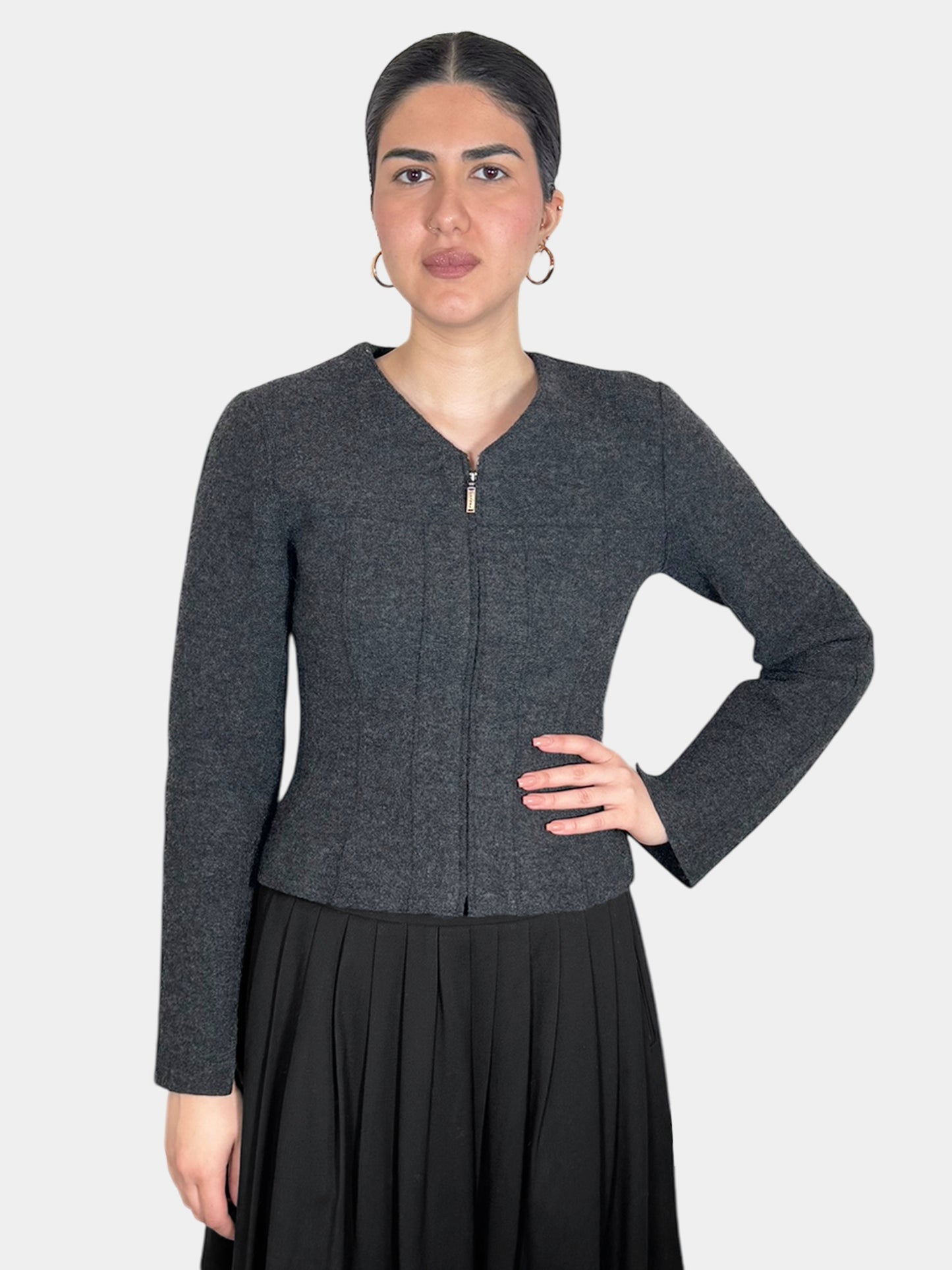 Wool Zip-Up Jacket - Size 36