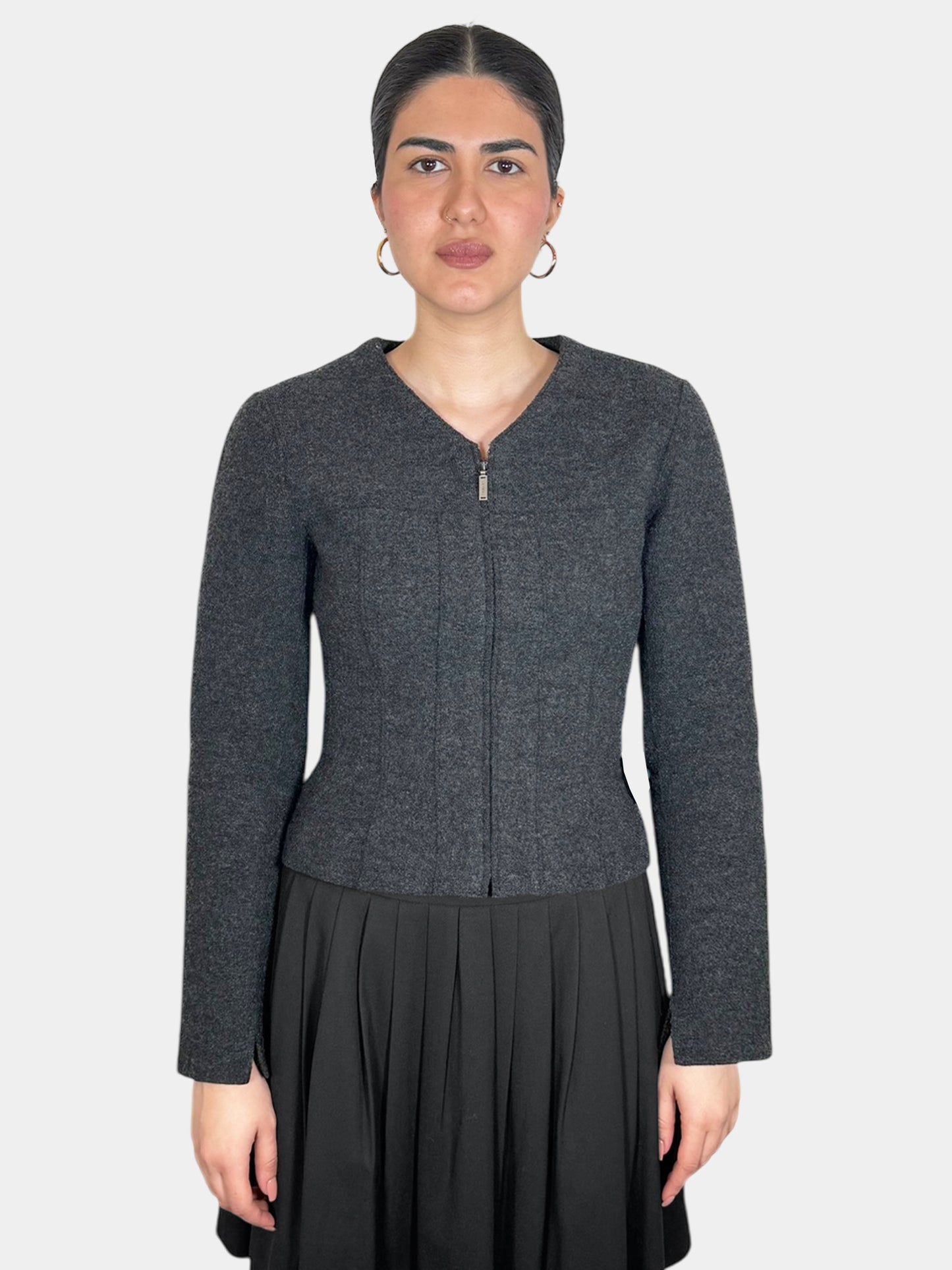 Wool Zip-Up Jacket - Size 36